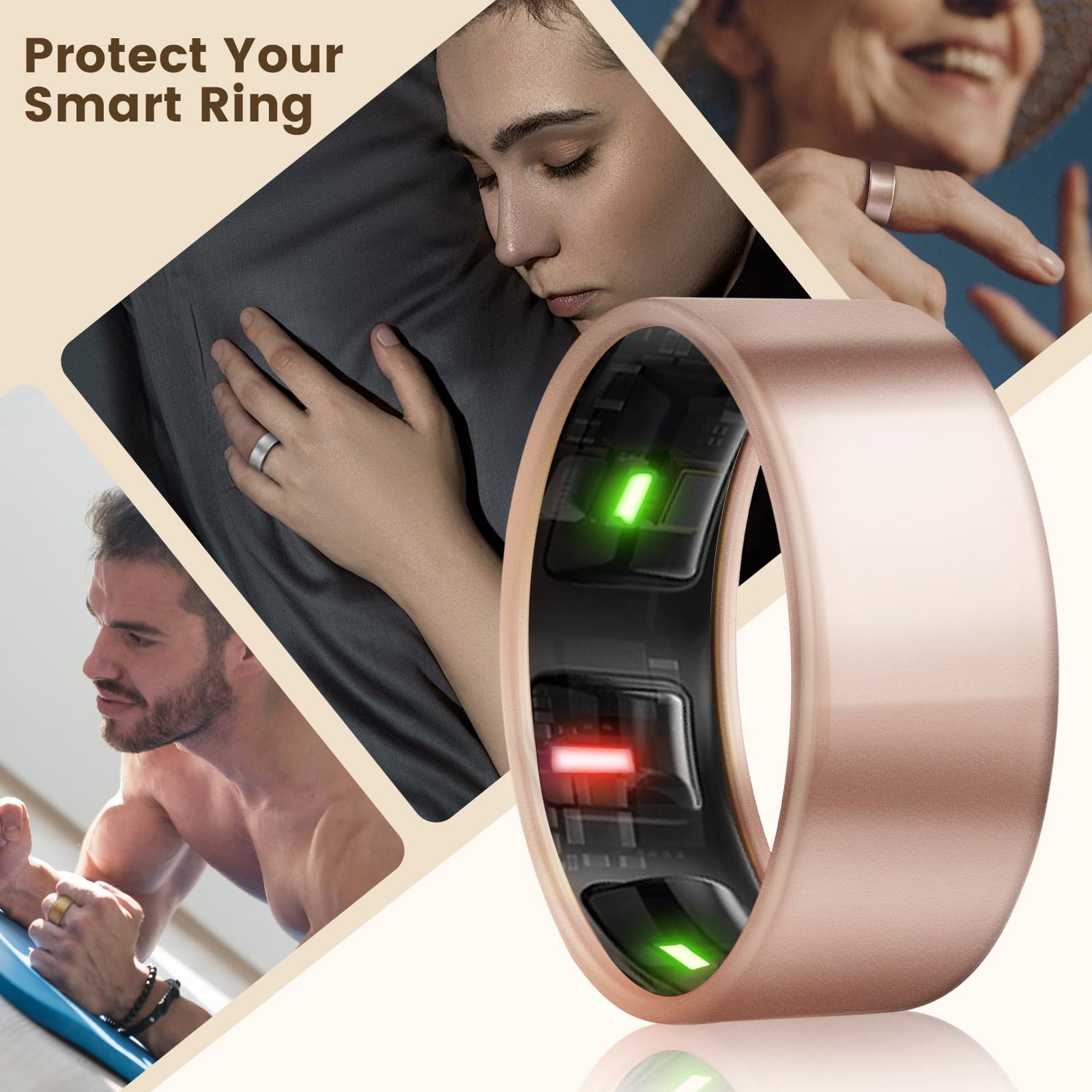 Newjourney Compatible With Oura Ring Gen 4/3 Cover | Tpu Anti-Scratch Ring Protector For Working Out (Gold+Rosegold, 6)