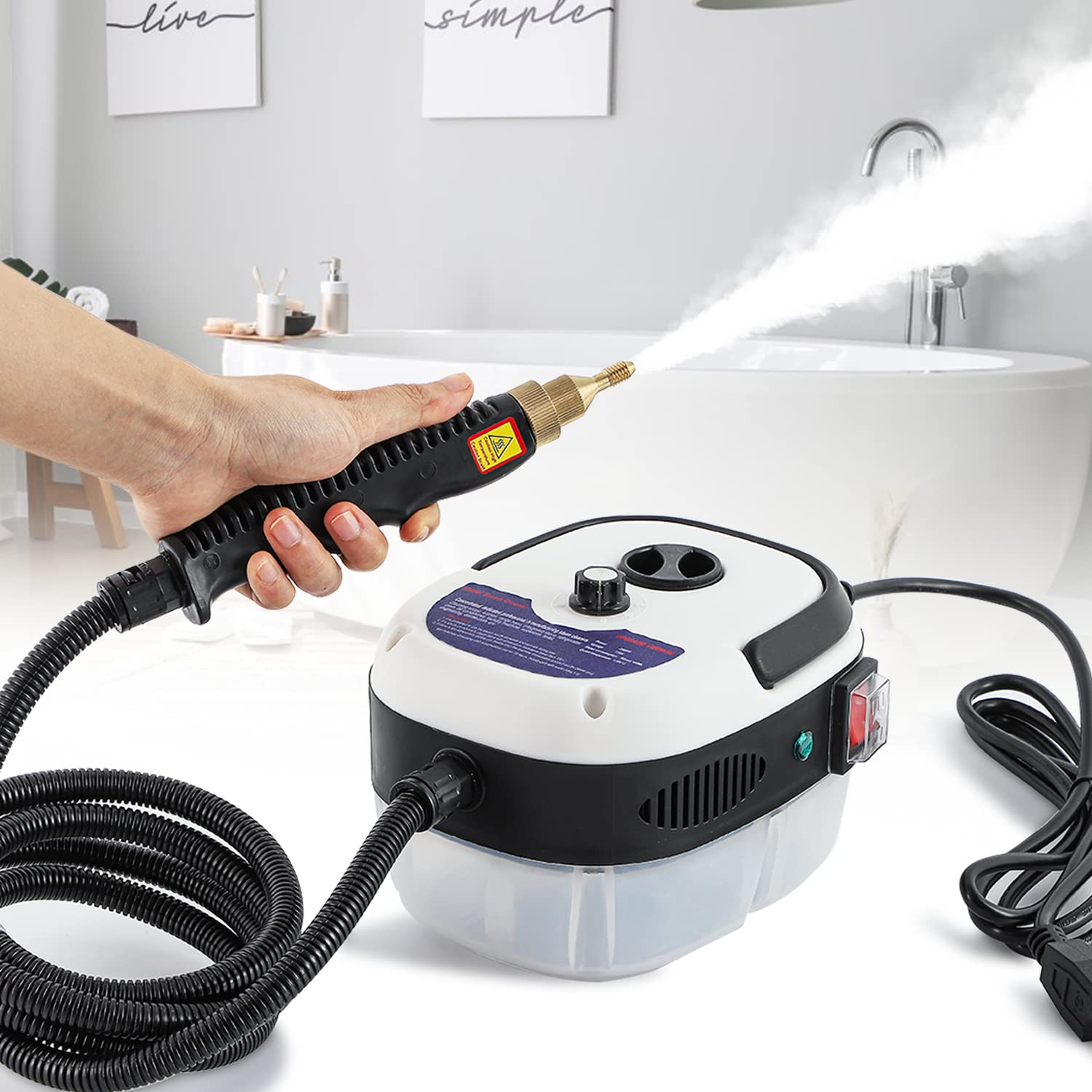 Moongiantgo High Pressure Steam Cleaner, 2500W Portable High Temp Bathroom Power Steamer Cleaning Machine Steam Humidity Adjusta