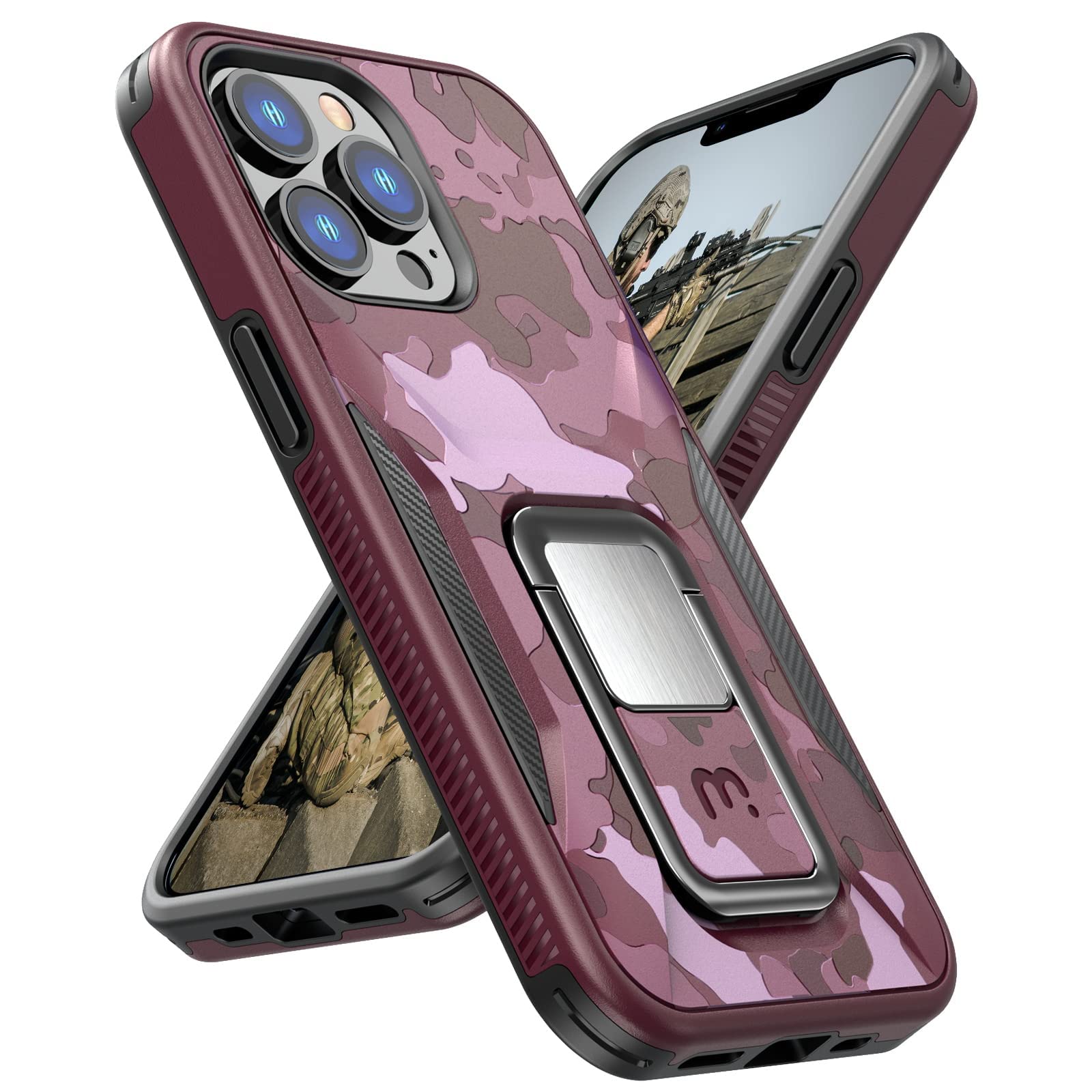 Mybat Pro Designed For Iphone 13 Pro Case With Stand, 6.1 Inch, Shockproof Stealth Series, Support Magnetic Car Mount, Double La