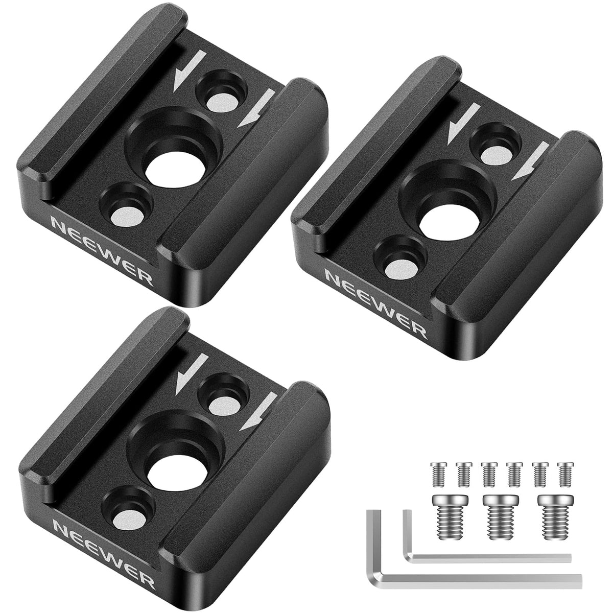 Neewer 3 Pack Cold Shoe Mount Adapter, Cold Shoe Bracket With 1/4'' Thread, Compatible With Smallrig Dslr Camera Cage Microphone