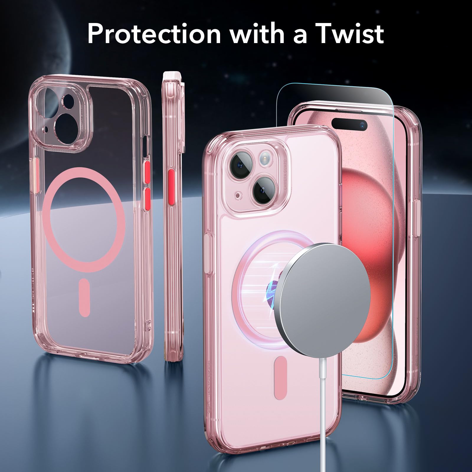 Esr For Iphone 15 Case Set, Translucent Matte Case With Screen Protector, Compatible With Magsafe, Military Grade Protection, Cl