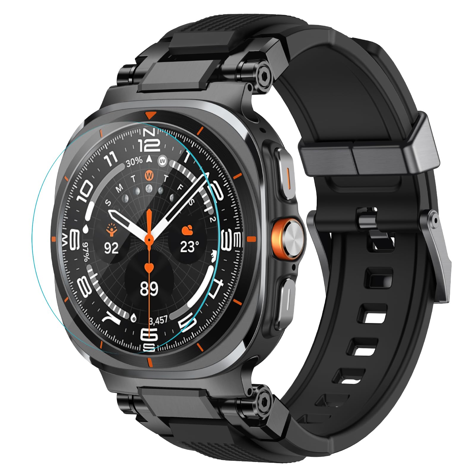 amBand for Samsung Galaxy Watch Ultra (2024) Bands for Men, Metal Connector Rugged Strap for Galaxy Watch 7 Ultra 47mm, Sport Ac