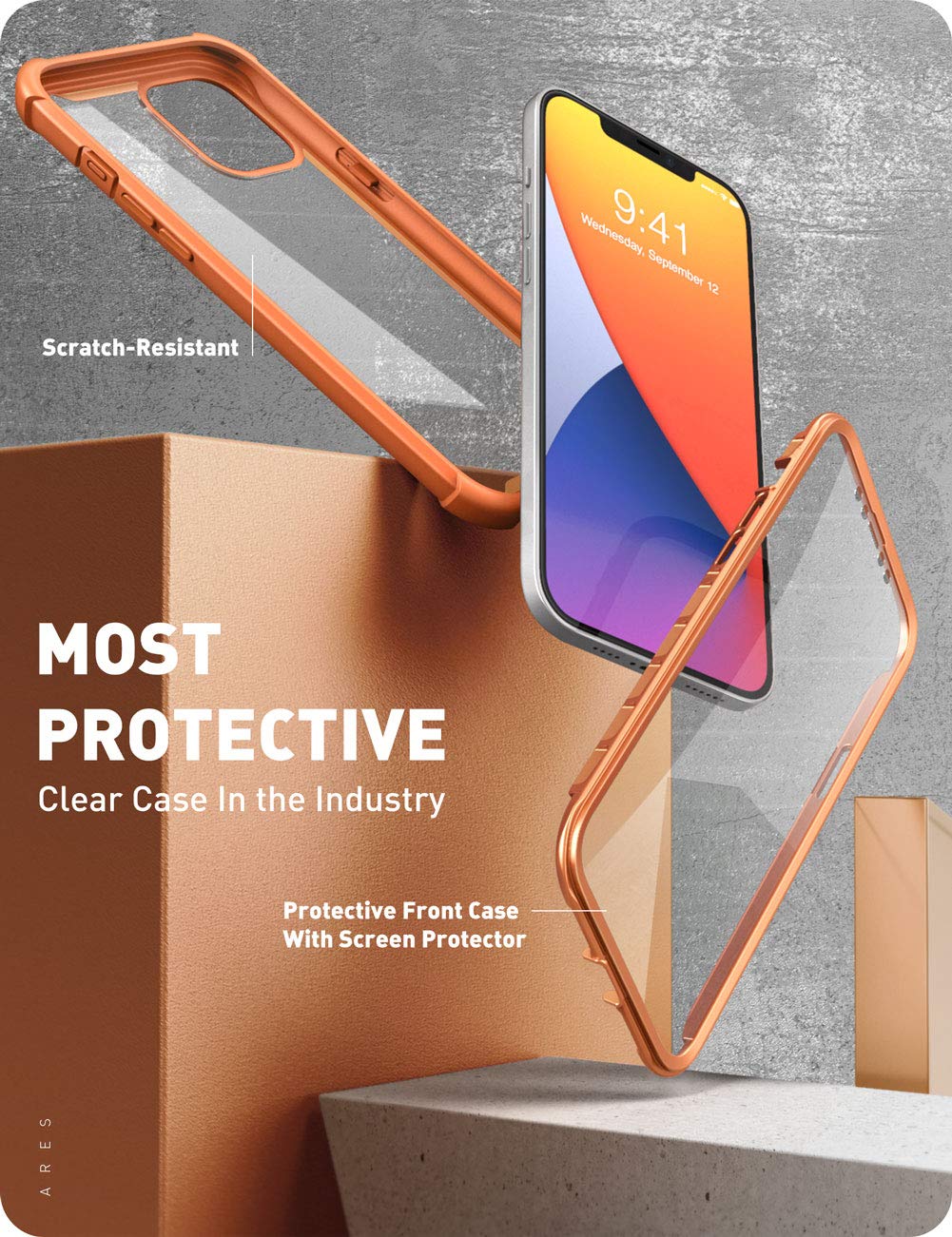 I-Blason Ares Case For Iphone 12, Iphone 12 Pro 6.1 Inch (2020 Release), Dual Layer Rugged Clear Bumper Case With Built-In Scree