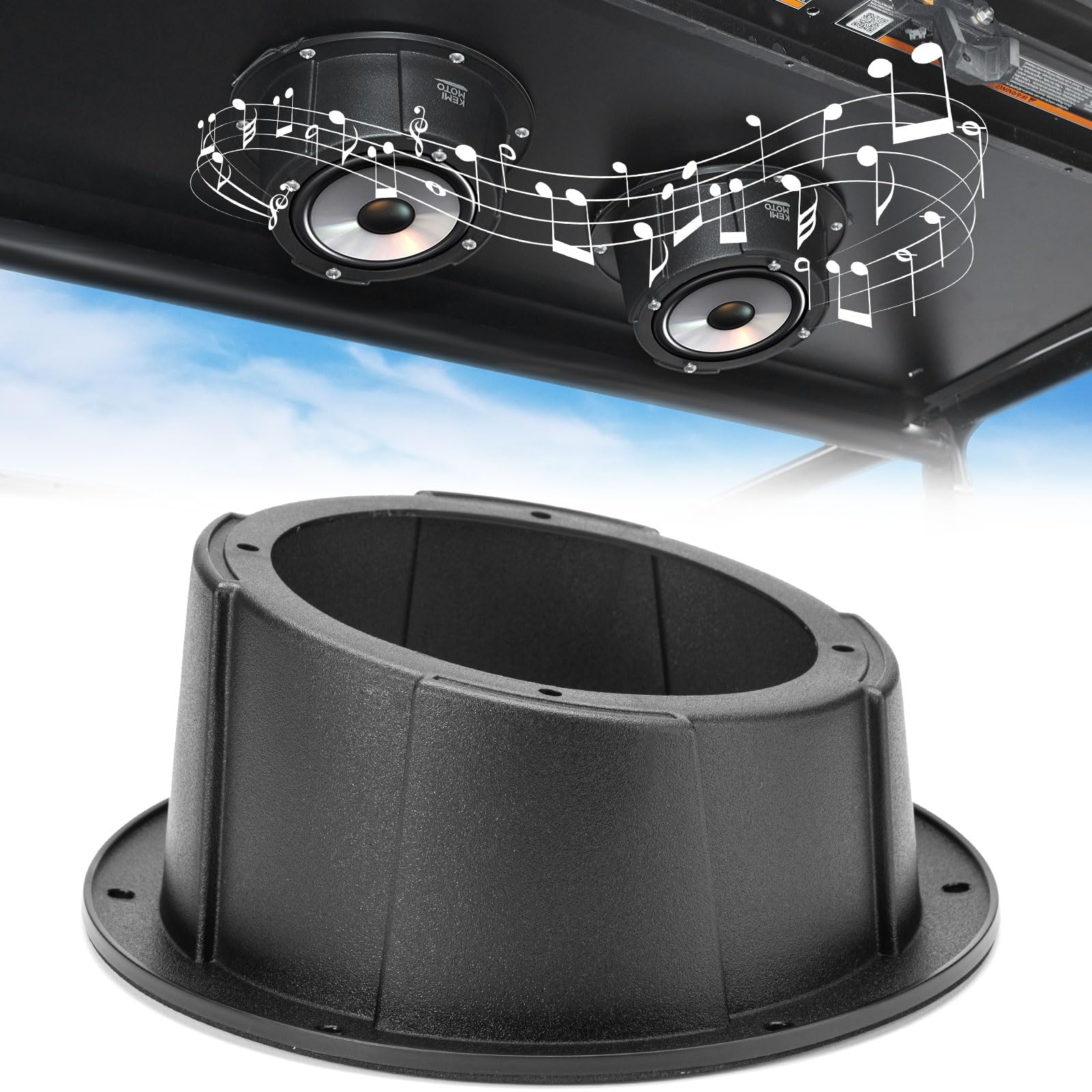 Kemimoto 1Pcs 6.5 Inch Speaker Pod, Universal Angled Boxes Enclosure For 6.5'' Speakers Compatible With Utvs, Rvs, Cars, Boats, 