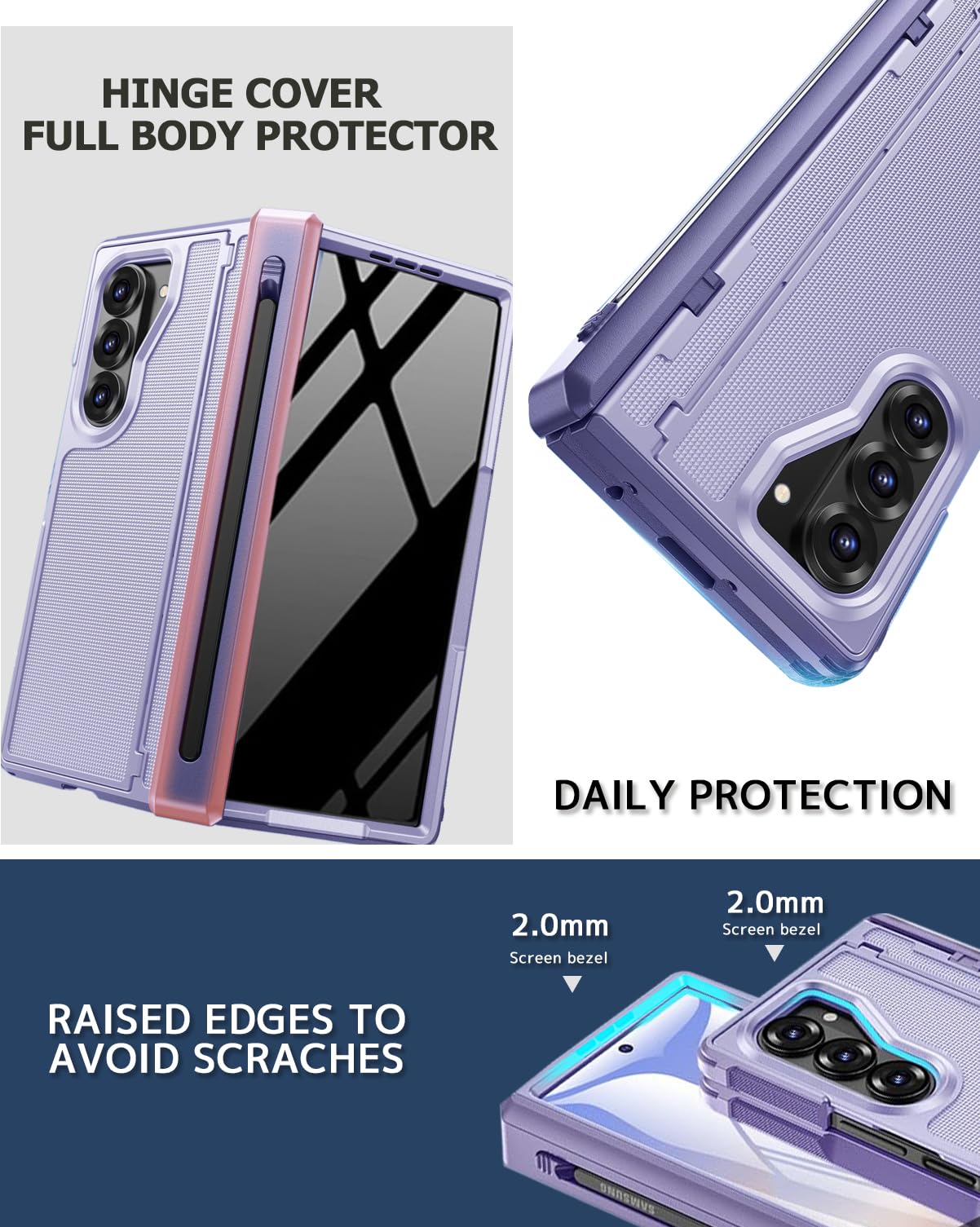 Ninki For Samsung Z Fold 7 Case With S Pen Holder & Hidden Kickstand, Built In Privacy Screen Protector Hinge Full Body Hard Pho