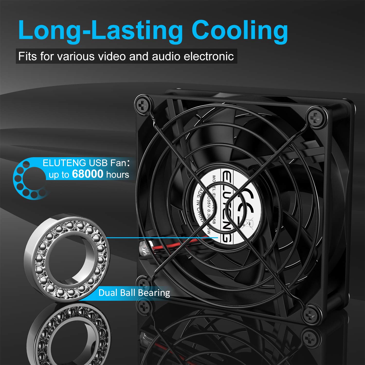Eluteng Dual Usb Fan 80Mm, 3 Speed Adjustable Usb Ventilator With 2750Rpm 5V Fan For Computer/Laptop/Router/Tv Cabinet/Dvr/Xbox/