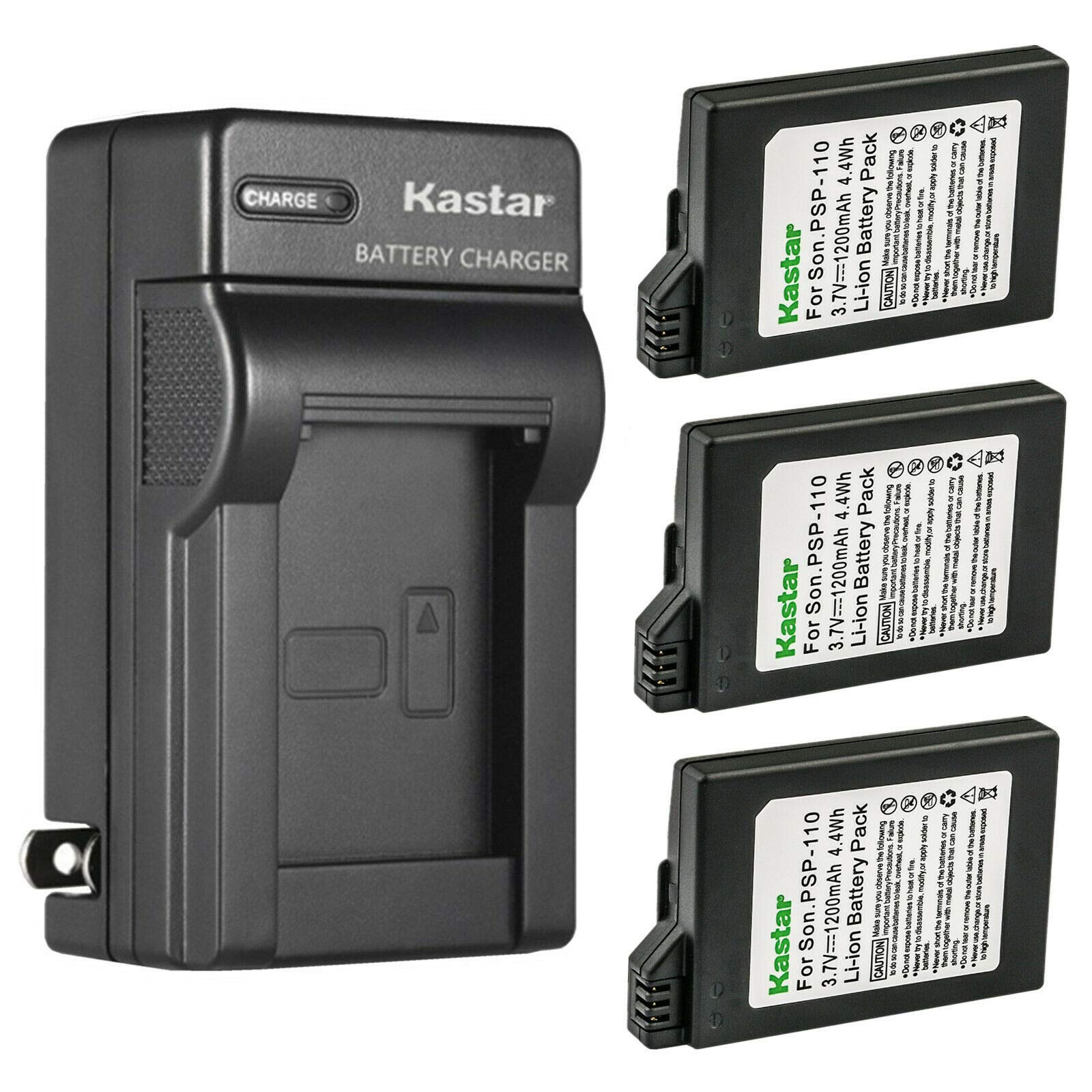 Kastar 3-Pack Battery and AC Wall Charger Replacement for Sony PSP-S110, PSPS110 Battery, Sony PSP-2010, PSP-3000, PSP-3001, PSP