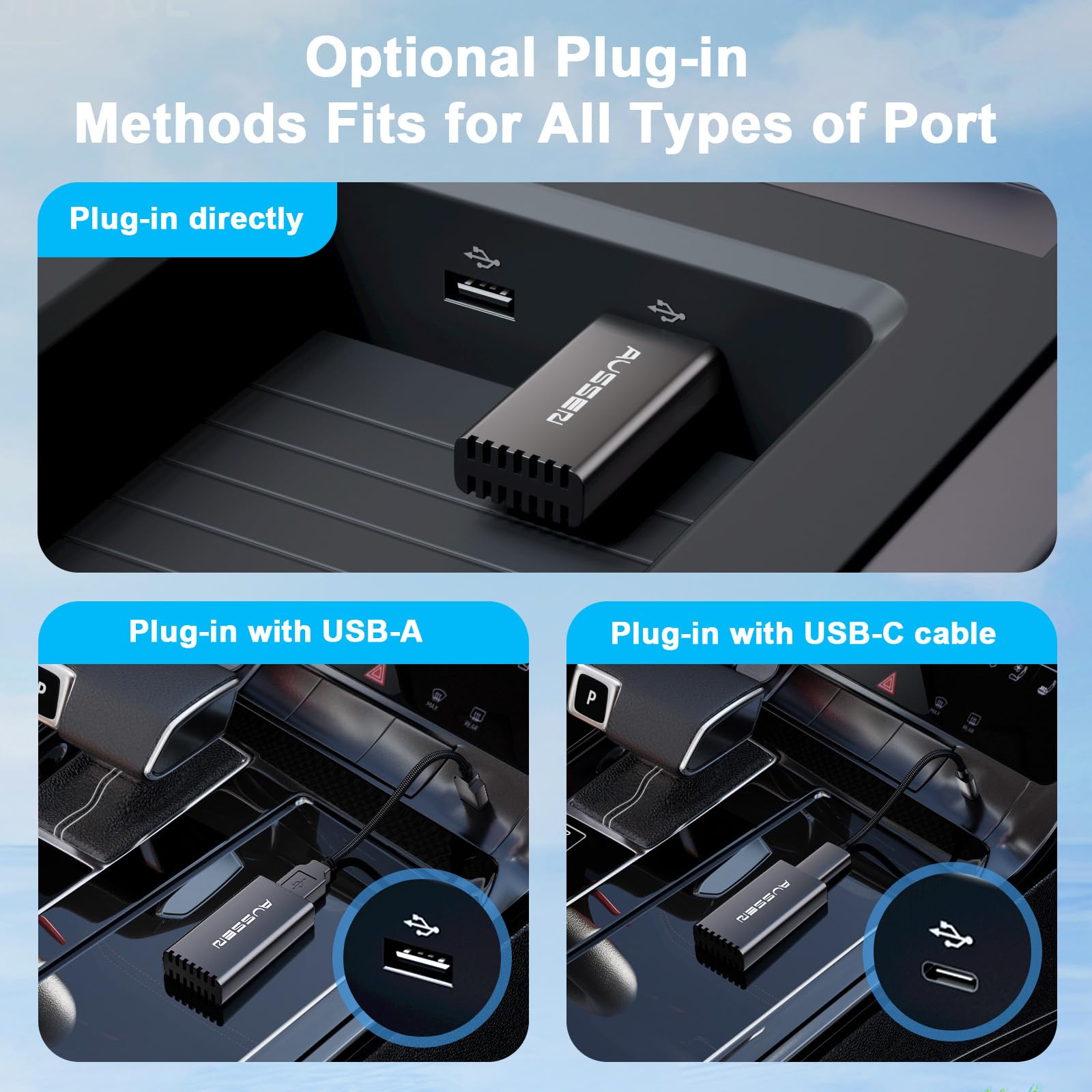 Aussen Wireless Carplay Adapter, Apple Carplay Wireless Adapter Plug And Play Dual Core Chip 5.8Ghz Wifi No Lag Dongle Auto Connection Wireless Carplay For Wired Carplay Models Above 2016