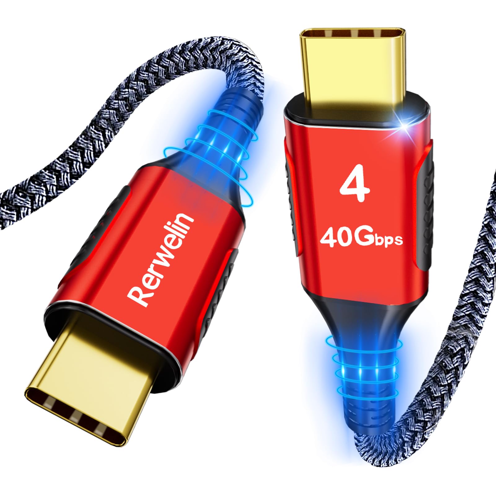 Rerwelin 1 Ft For Thunderbolt 4 Cable 240W, 40Gbps Usb 4 Cable With Pd 3.1, 8K@60Hz, 4K@144Hz Usb C Cable For Iphone 15 Pro/15 P