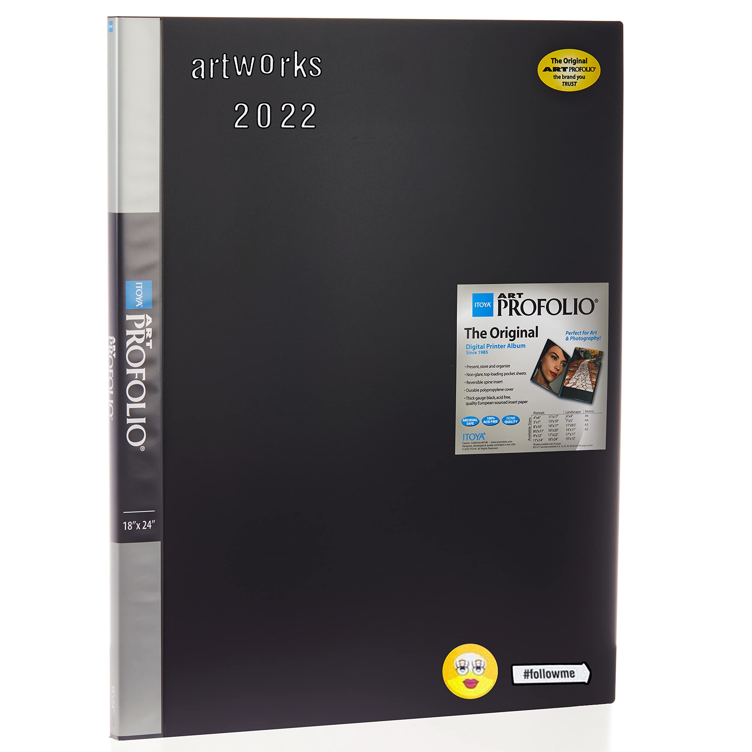 Itoya Polyproplene Art Storage/Display Books 18'' X 24'' | 24 Pages/48 Views | Scrapbooking Stickers 4 Pages Of Emojis, Quotes,