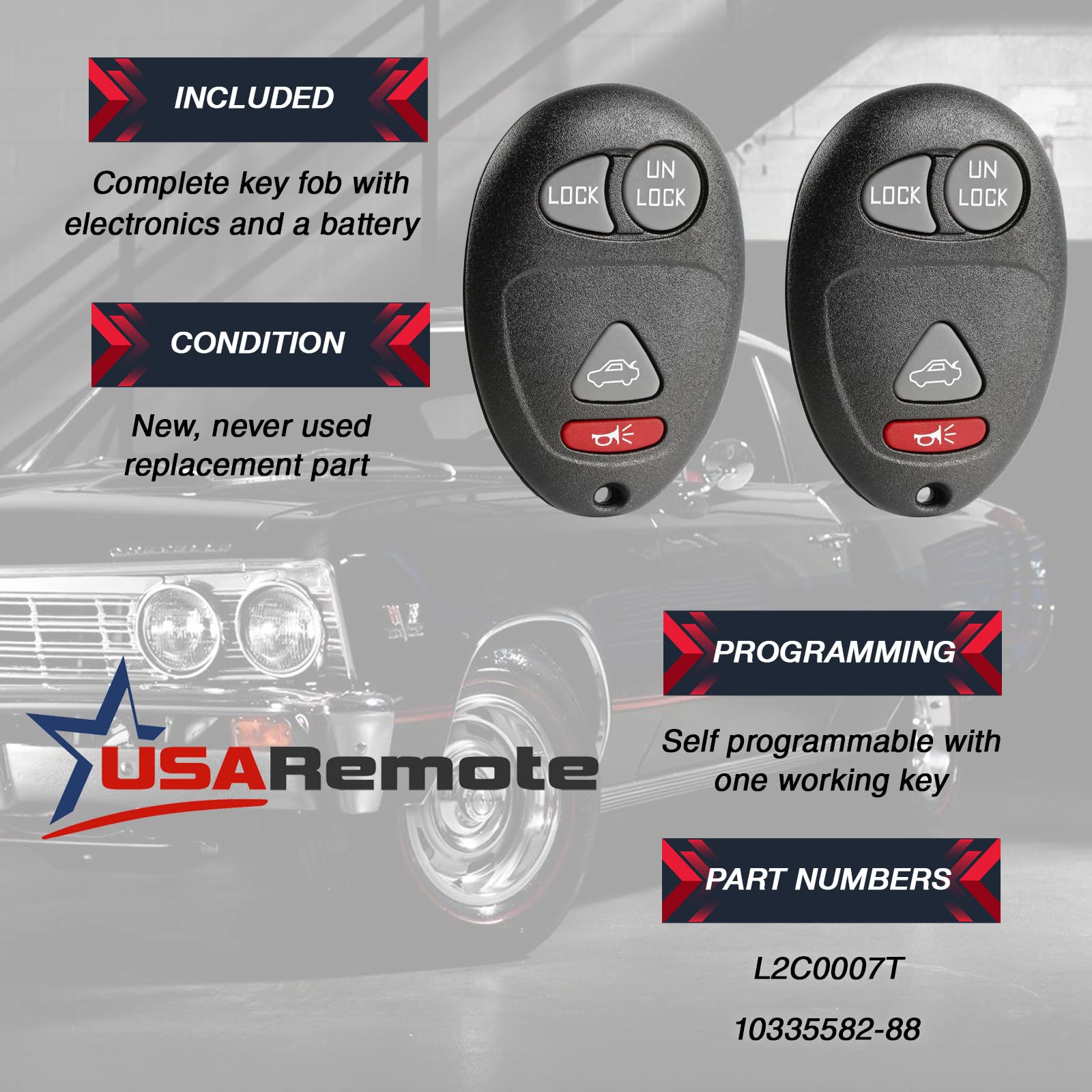 Key Fob Keyless Entry Remote Fits Buick Century Regal Rendezvous/Oldsmobile Intrigue/Pontiac Aztek Grand Prix 2001 2002 2003 200