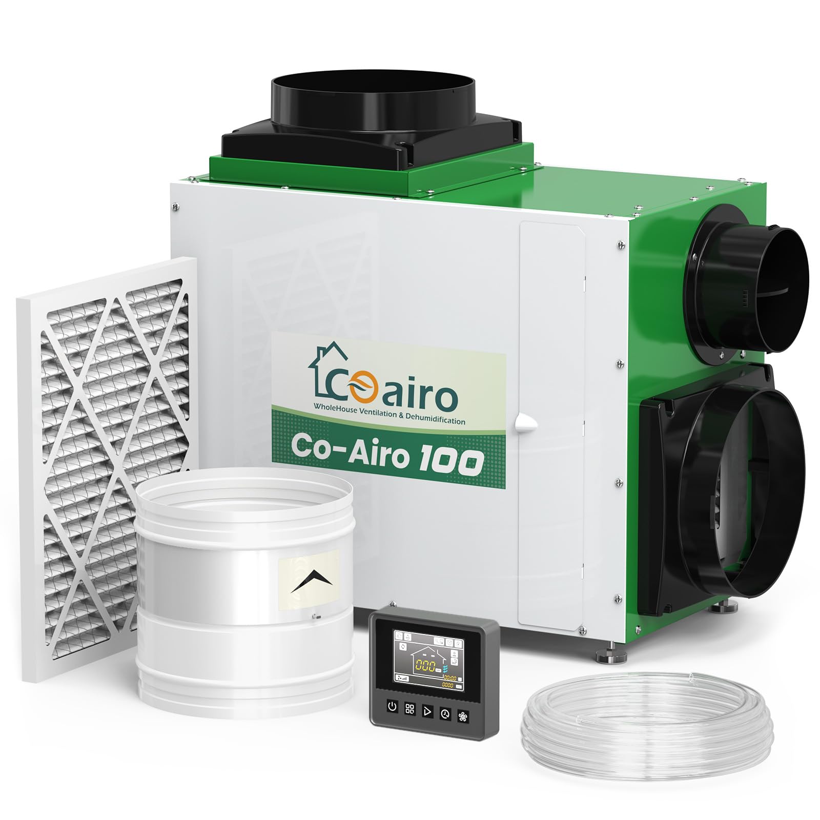 COAIRO Whole House Dehumidifier 90 Pint with Fresh Air Function, Crawl Space Dehumidifier with Drain Hose Up to 2300 sq. ft. for