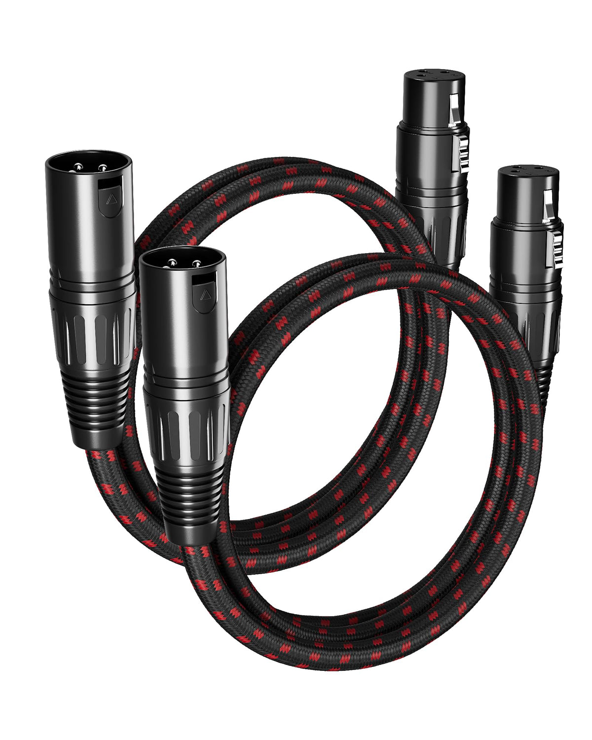 Glanics Xlr Microphone Cable Braided Balanced Shielded Xlr Cables 3 Ft Feet 2 Pack Male To Female 3 Pin Xlr For Microphones Reco