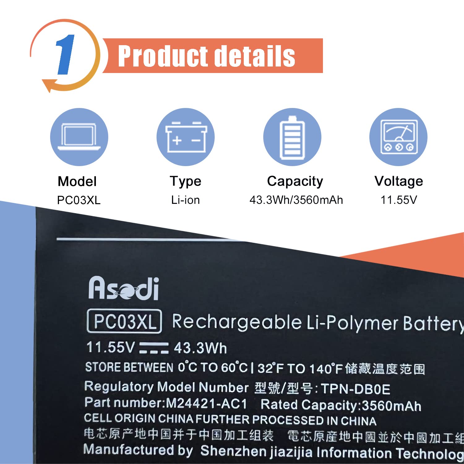 Asodi Pc03Xl Laptop Battery Replacement For Hp Pavilion X360 14 Convertible Pc 14 Dw 14 Dy 14 Dh 14 Ba 14 Cd 15 Er Series Notebo