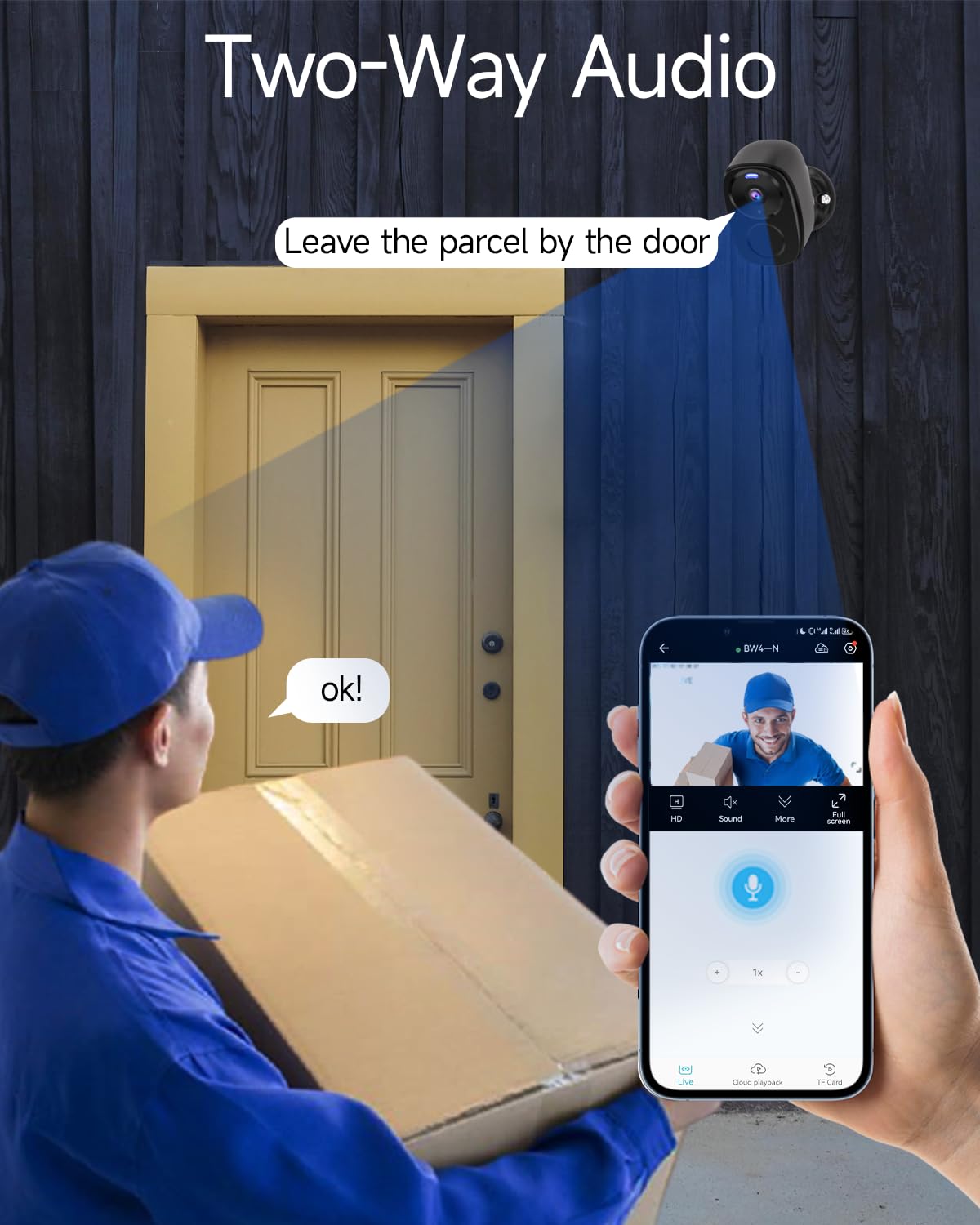 Elecctv Security Cameras Wireless Outdoor, Battery Powered Security Cameras With Ip65 Waterproof, Two Way Audio, Color Night Vis