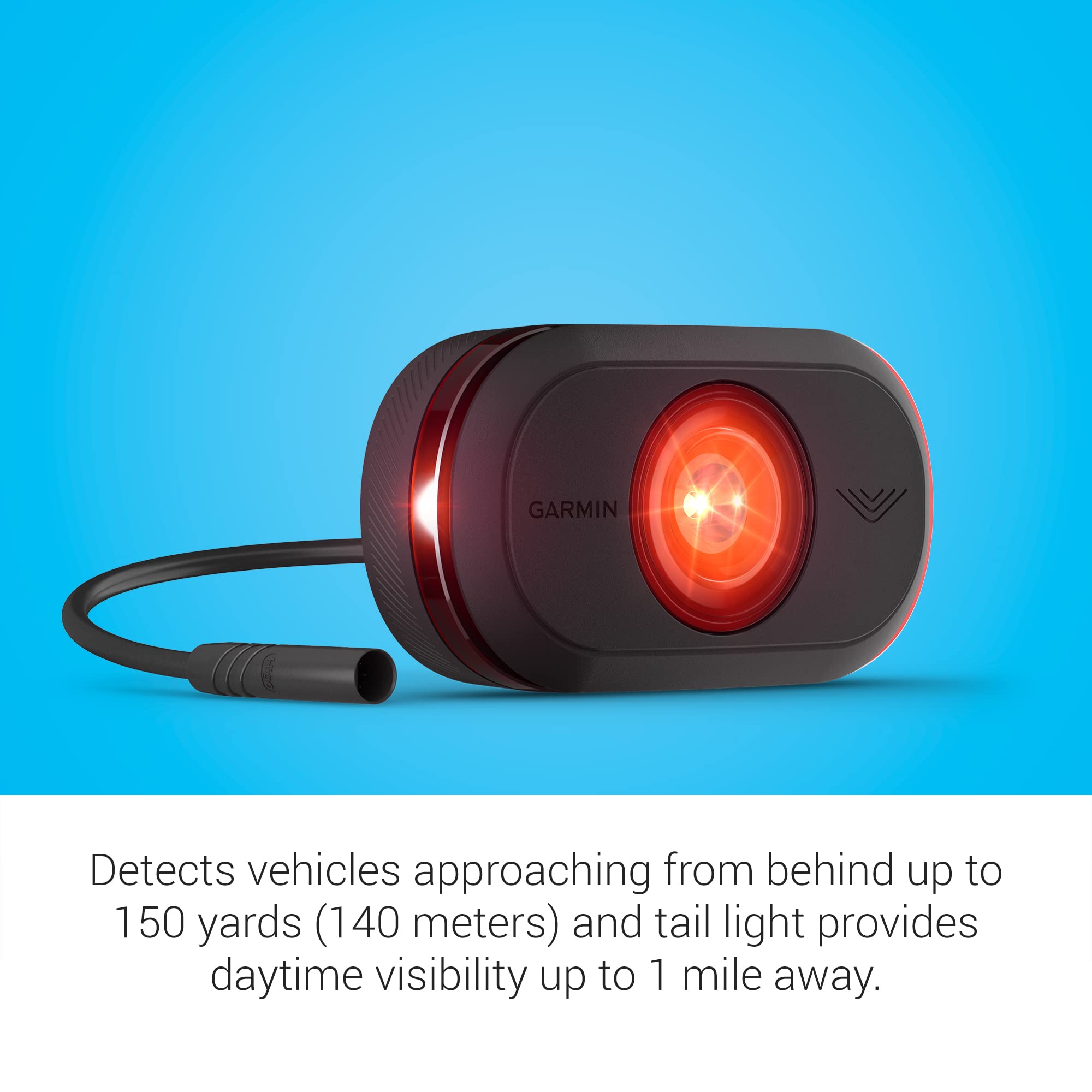 Garmin Varia Ertl615, Rearview Radar And Tail Light, Powered By Your Compatible Ebike, Visibility Up To 1 Mile Away