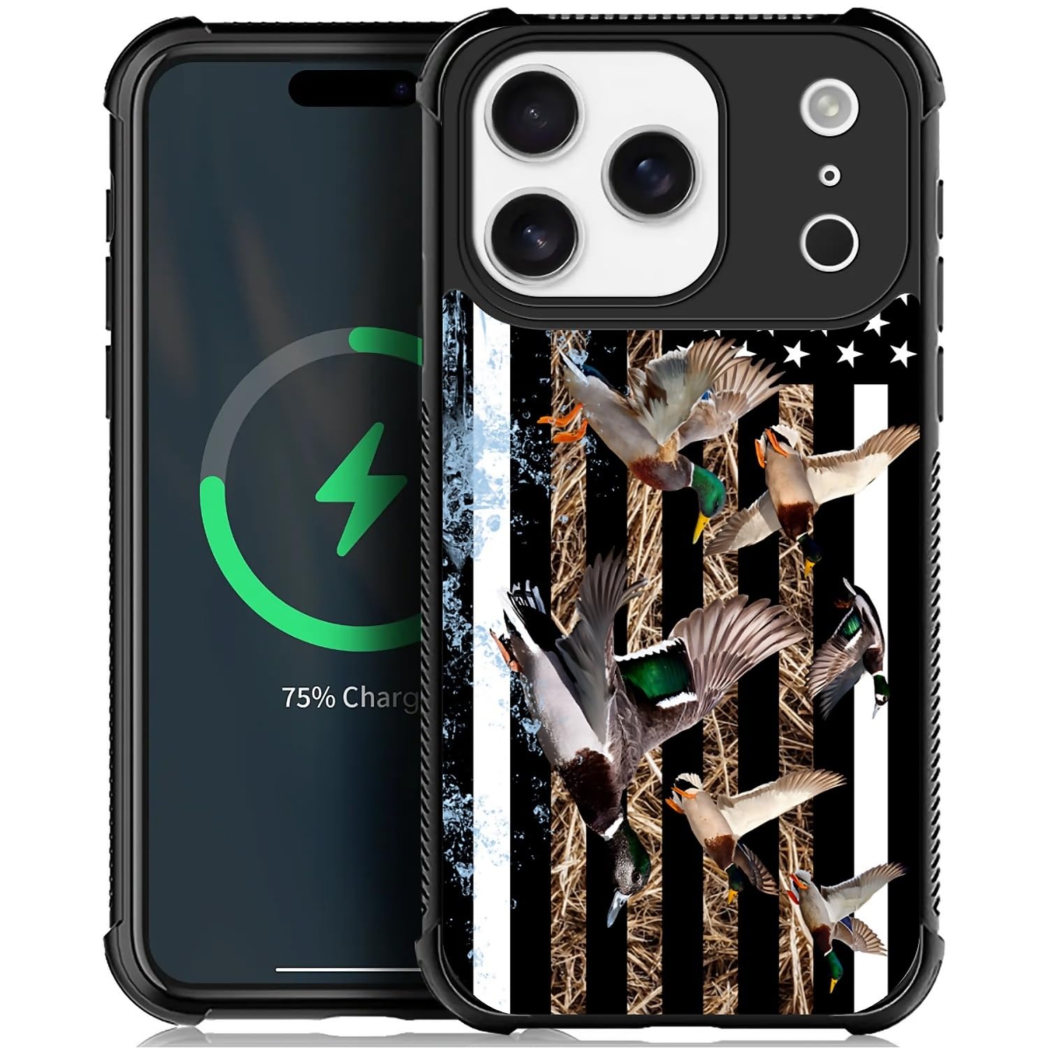 Deaorew for iPhone 17 Pro Case | Compatible with MagSafe | Classic Slim Cover Design | Ducks Hunting American Flag