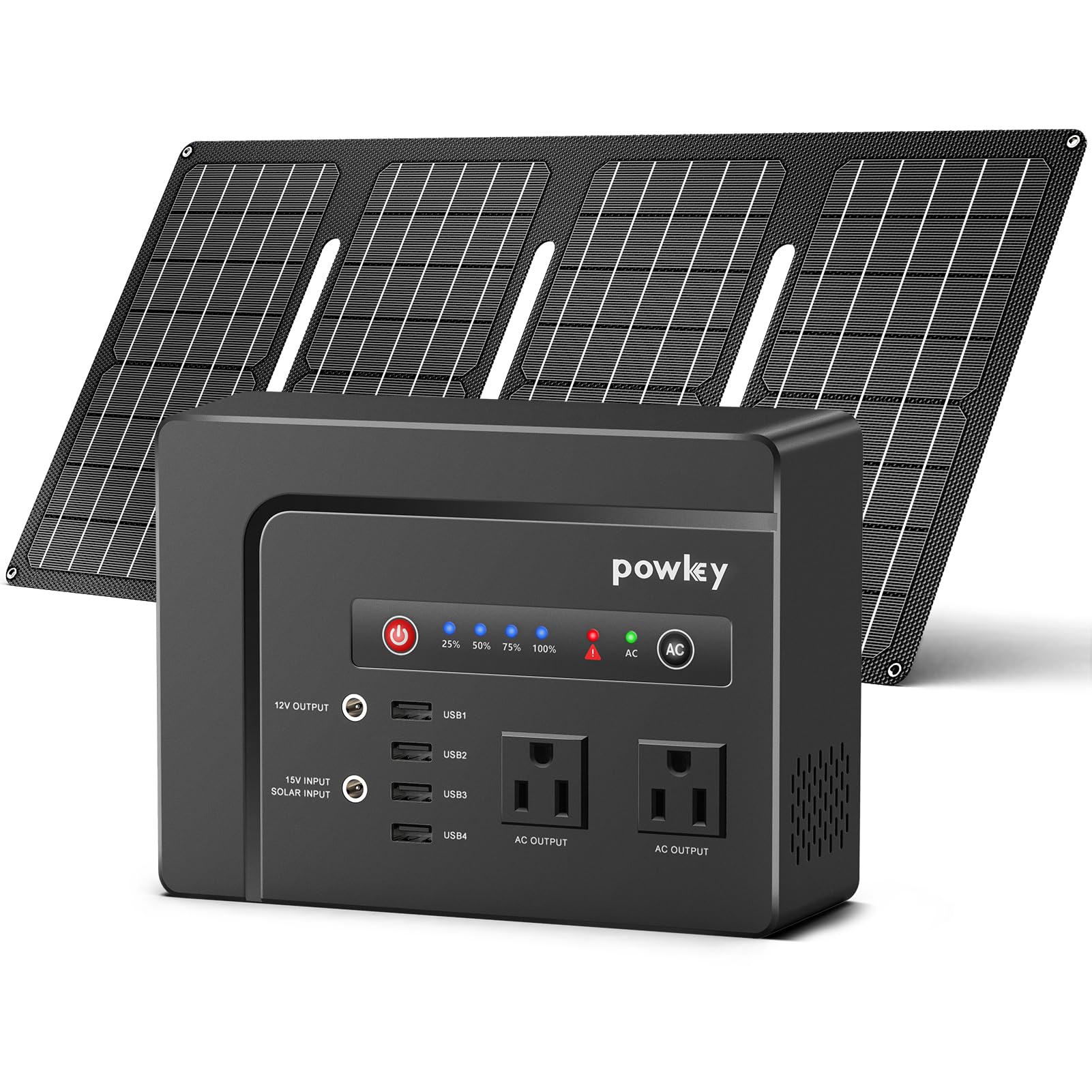 Powkey Solar Generator With Panel, 146Wh/200W Portable Power Station With Solar Panel 40W, 110V Pure Sine Wave Dc/Usb/Ac Outlet