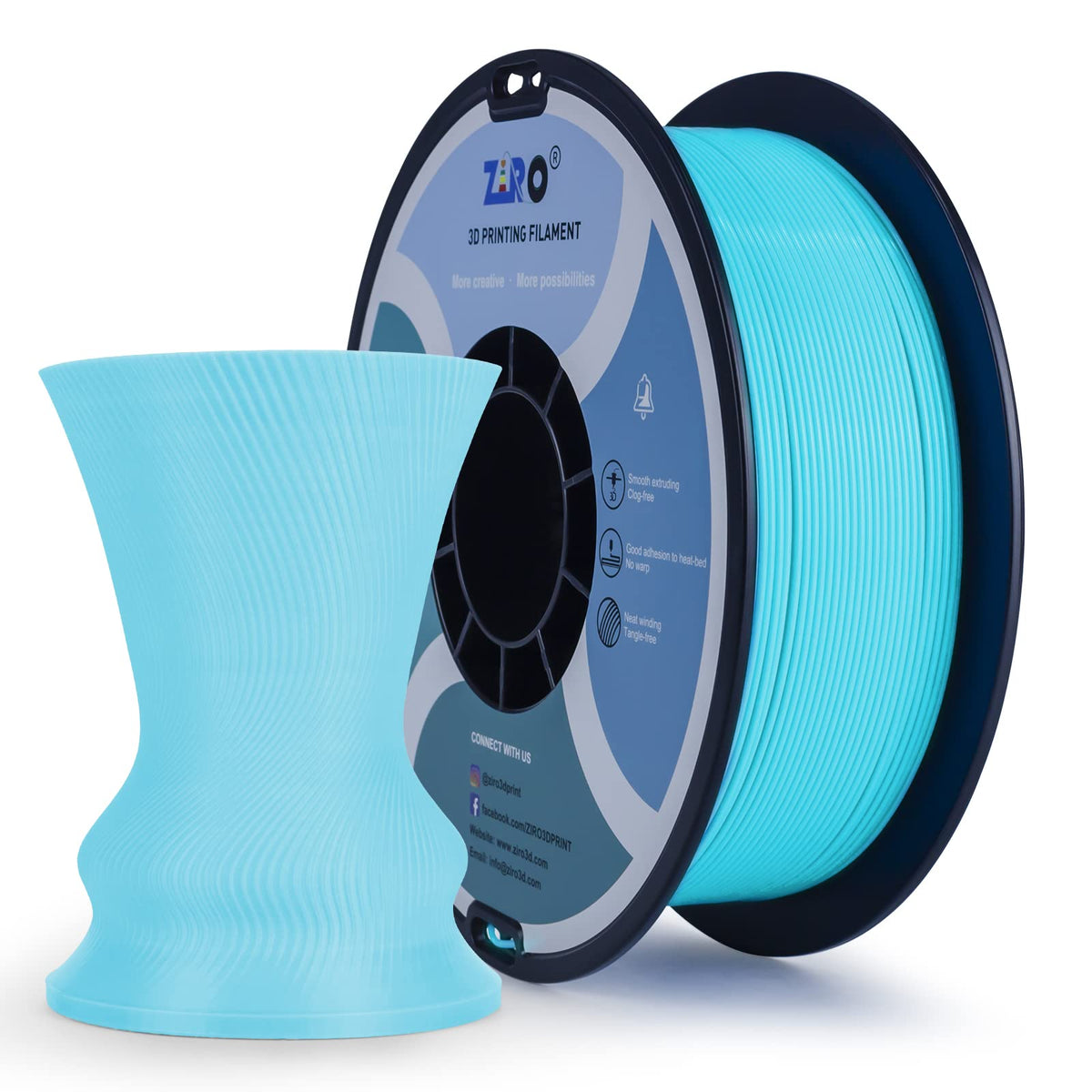 Ziro Pla Filament 175Mm,3D Printer Filament Pla Pro Basic Color Series 175Mm 1Kg(22Lbs), Dimensional Accuracy +  003Mm,Cyan