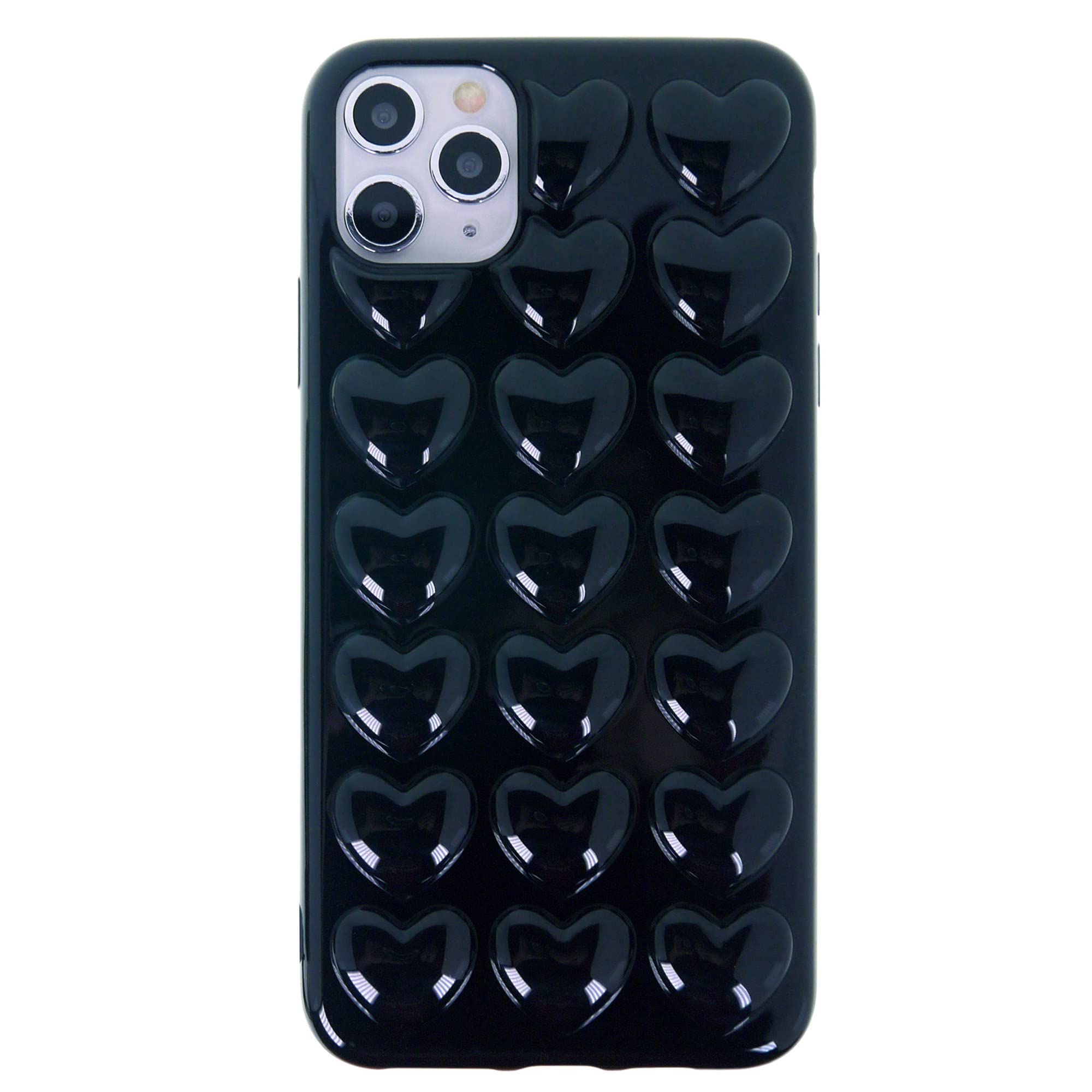 DMaos for iPhone 11 Case for Women, 3D Pop Bubble Heart Kawaii Gel Cover, Cute Girly for iPhone11 6.1 inch - Black