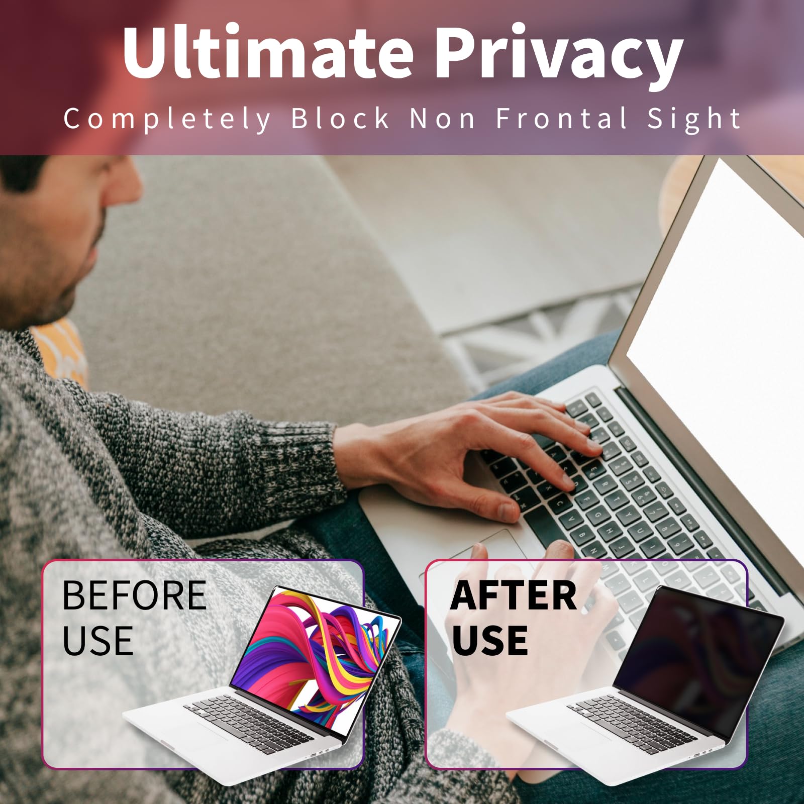 Zcazy 14 Inch Laptop Privacy Screen Protector, 16:9 Aspect Removable Anti Glare Blue Light Filter Protector   Scratch Resistant