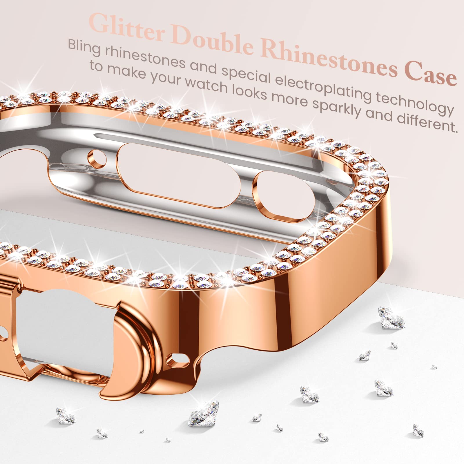 Goton 4 Pack Bling Bumper For Apple Watch Ultra Ultra2 2024 49Mm Case, Women Glitter Diamond Rhinestone Protector Cover For Iwat