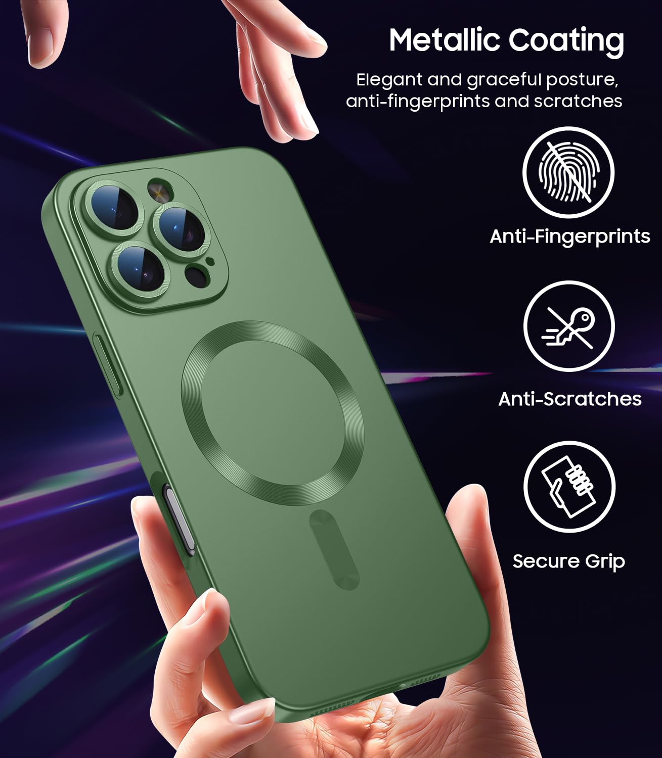 Lekevo Magnetic For Iphone 16 Pro Max Case [Compatible With Magsafe][Built In Camera Lens Protector] Slim Soft Silicone Bumper S