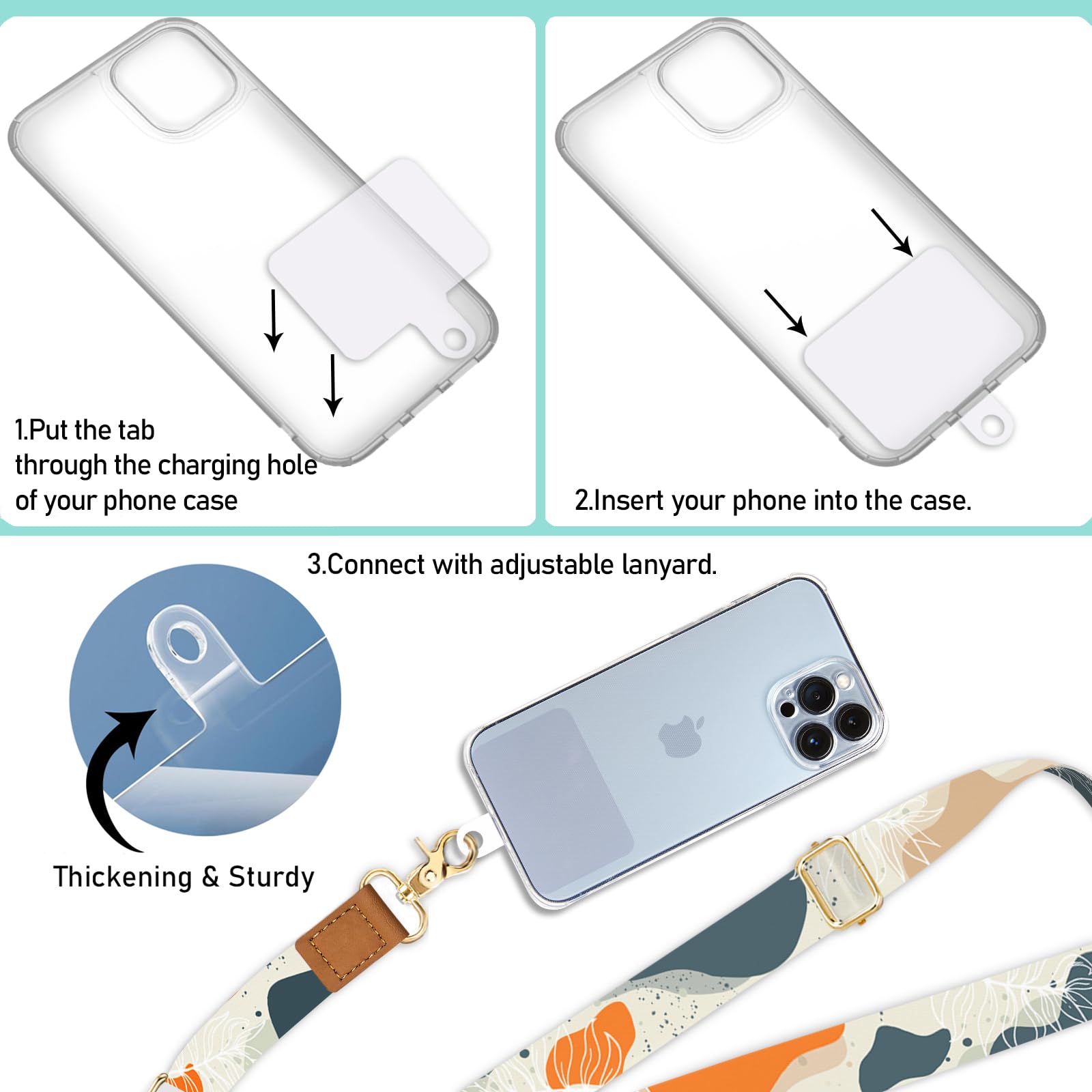 Piefly Phone Lanyard Crossbody Wrist Strap, Boho Abstract Art Cell Phone Lanyards For Around The Neck Wristlet Shoulder, Adjusta