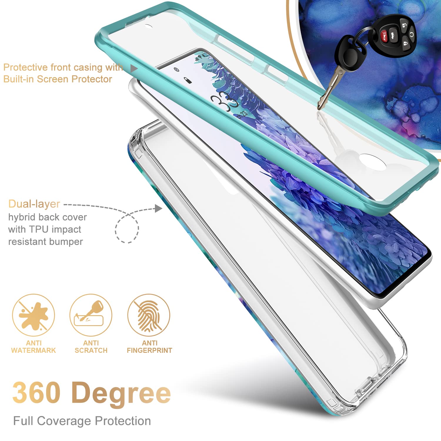 Esdot Compatible With Samsung Galaxy S20 Fe Case (Not For S20) With Built In Screen Protector, With Fashionable Designs For Wome