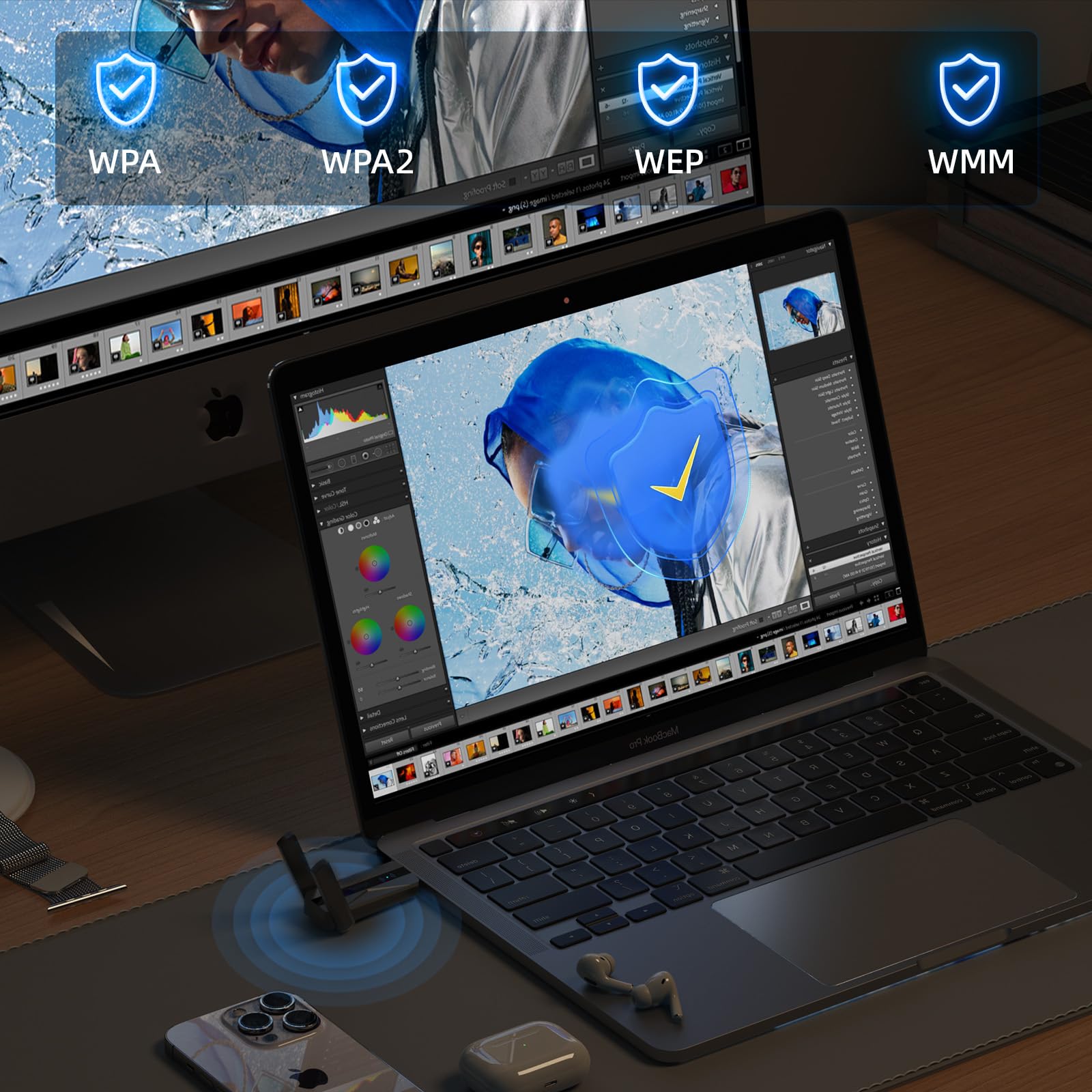 Usb Wifi Adapter For Desktop Pc, Elecmoga Ac 1300Mbps Dual Band 5G/2.4G Usb 3.0 Wifi 5 Network Transceiver Wireless Dongle For P