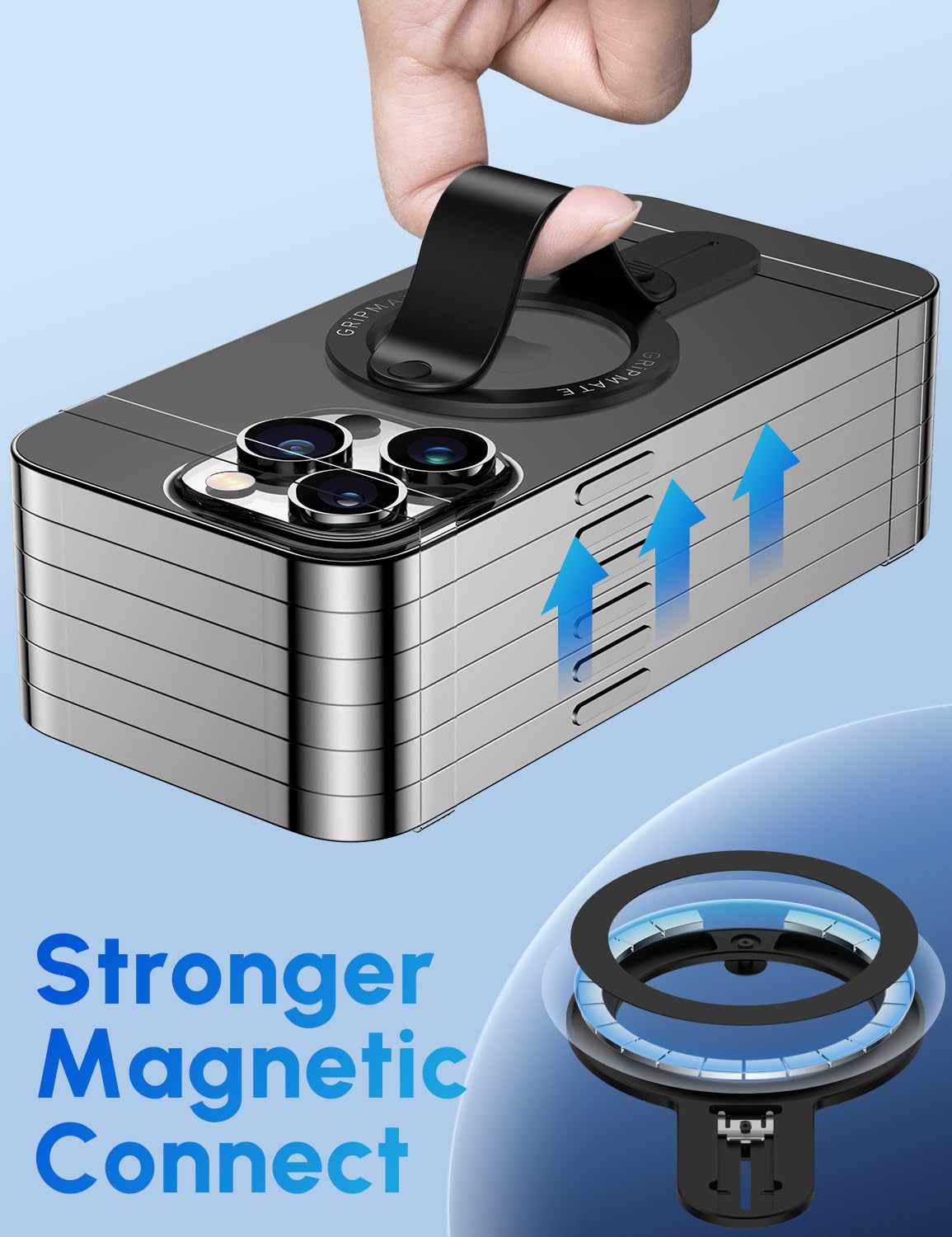 Gripmate Magsafe Phone Grip For Iphone - Magnetic Phone Ring Holder Detachable For Iphone 16 - Comfortable Finger Phone Ring Gri