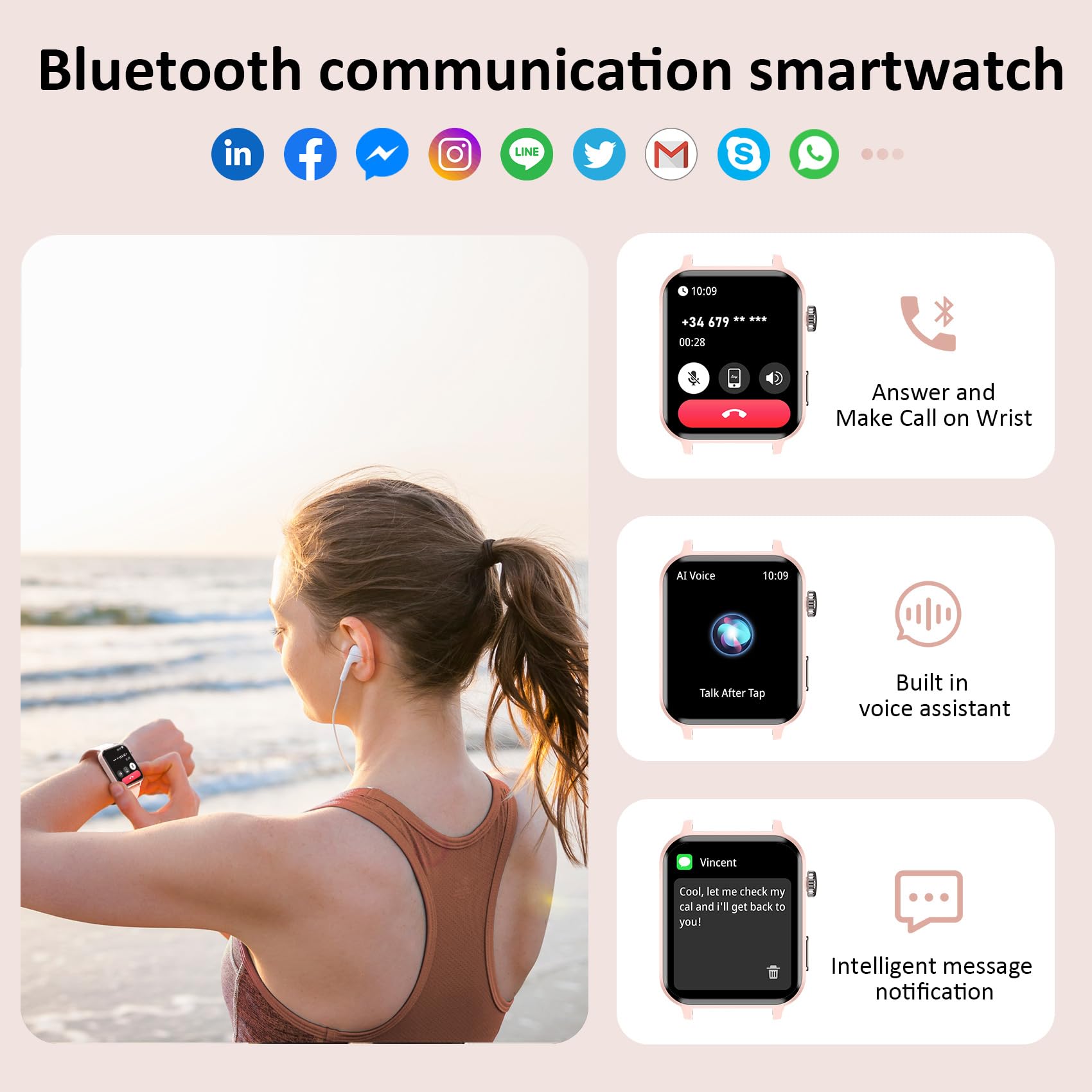 Blackview Smart Watches For Women(Make And Answer Calls),1.85''Hd Screen Fitness Tracker Watch,100+ Sport Modes,Spo2/Heart Rate/