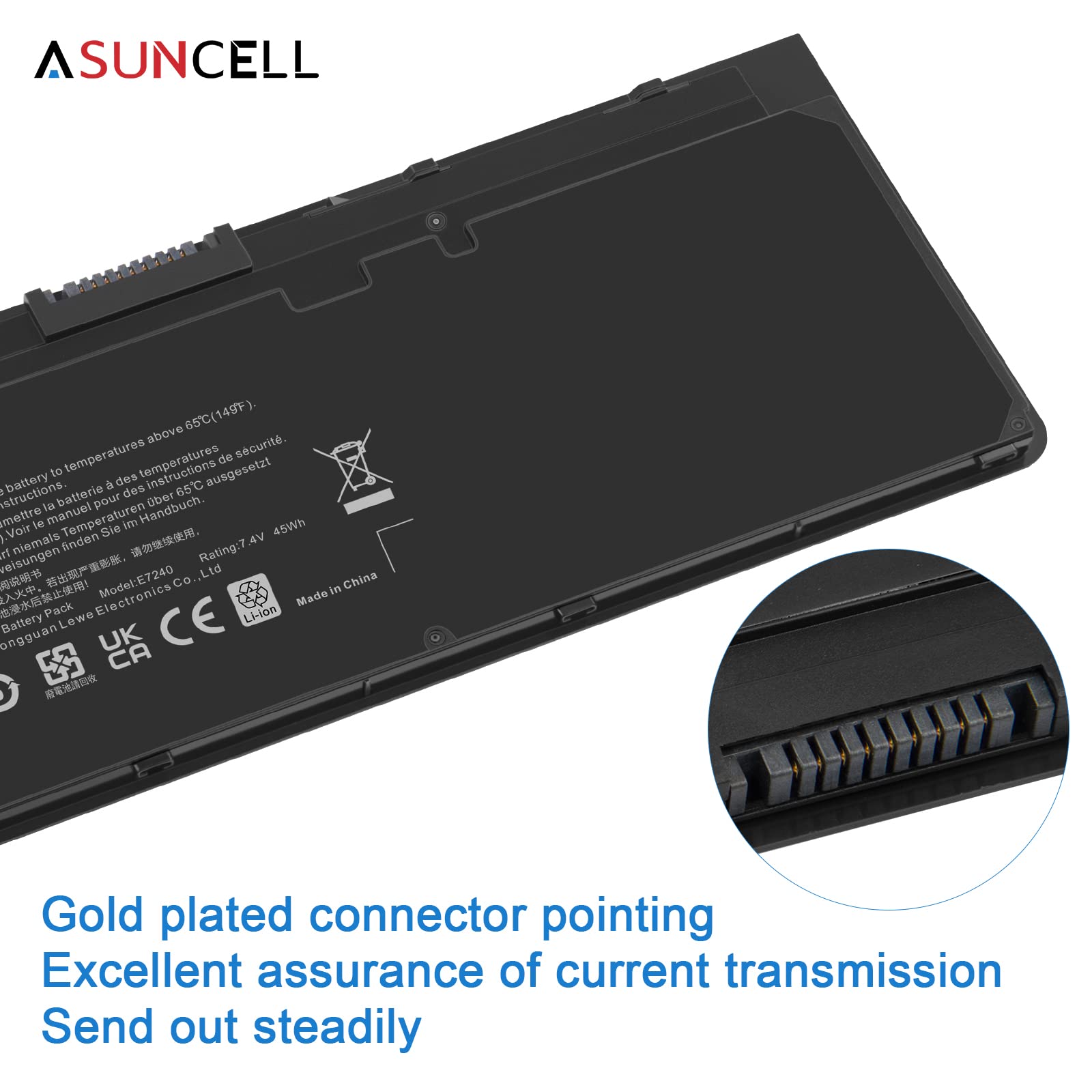 ASUNCELL Laptop Battery Replacement Dell Latitude E7240 E7250 Ultrabook 45Wh 7.4V Li-ion