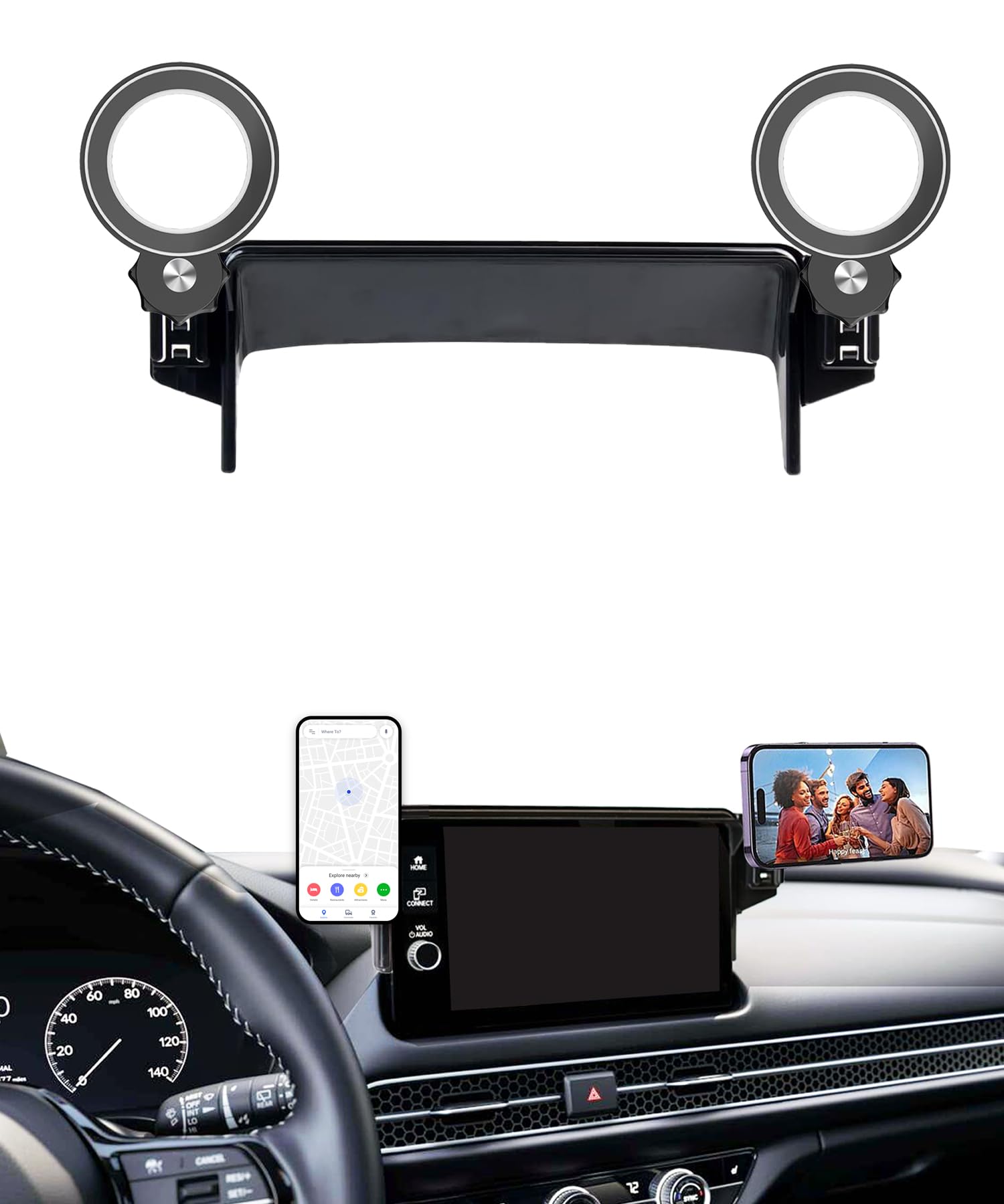 AbeeyGeomarn Magnetic Car Phone Holder for 2023 2024 2025 2026 Honda Pilot Accessories Apply to 7/9 Inch Touch Screen Fixed Clip