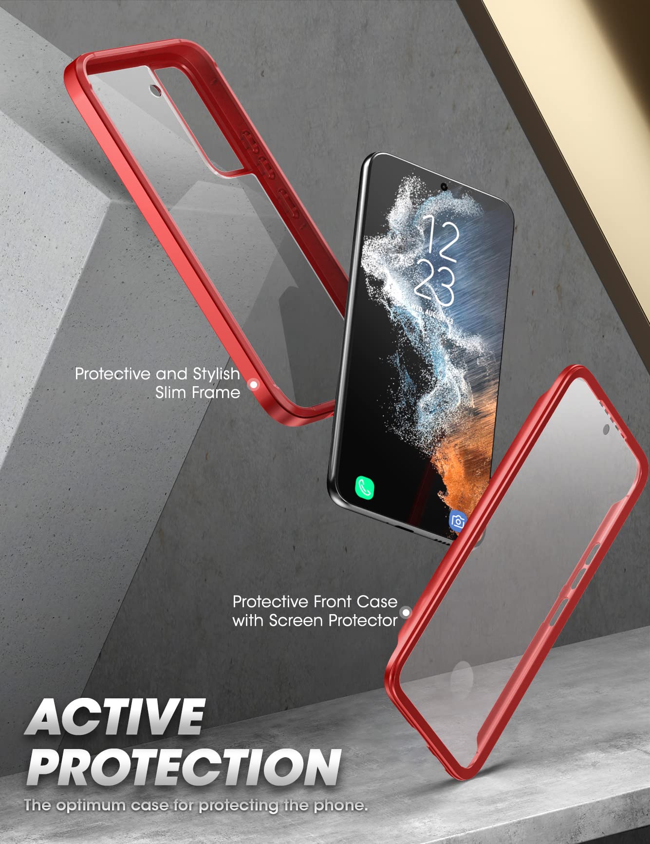 Supcase Unicorn Beetle Pro Slim Transparent Protective Case For Samsung Galaxy S22 Plus 5G (2022), Metallic Red