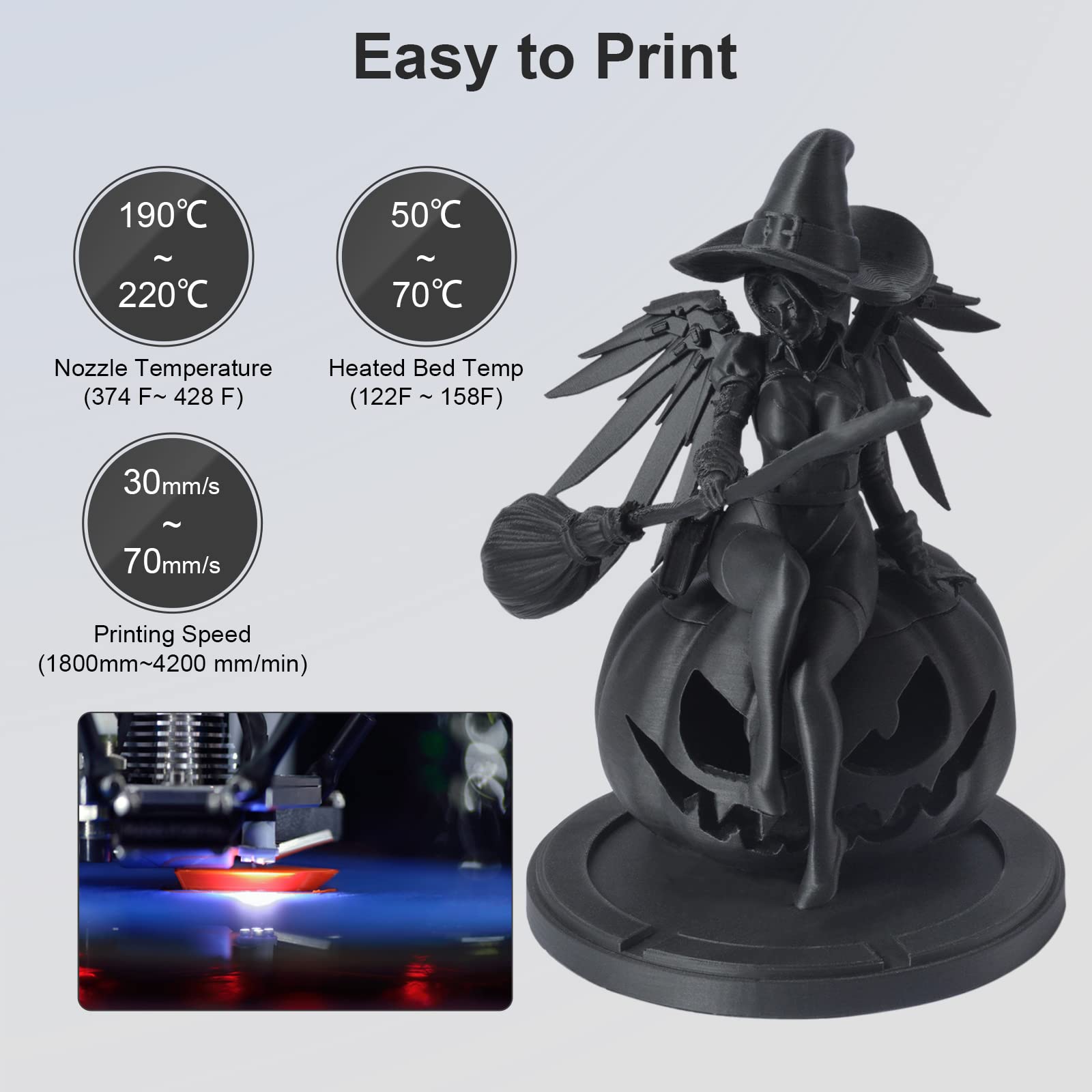 Giantarm Matte Pla, 1.75Mm Pla Filament, 1Kg Spool(2.2Lb), Vacuum Packaging, 3D Printer Filament For Bambu Lab (Matte Black)