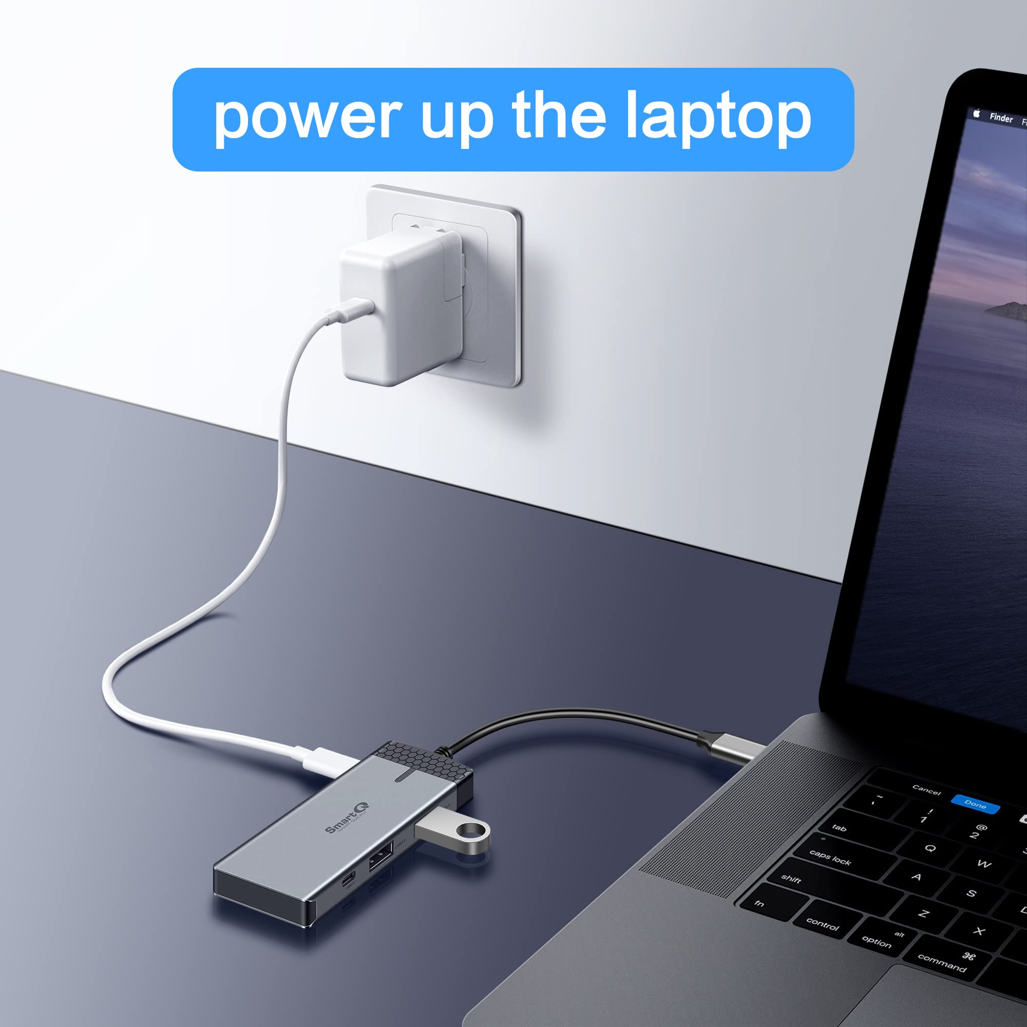 Smartq H352 Usb C Hub, 7 In 1 Usb C Hub With 4K Hdmi, 100W Pd, Usb C, 2 Usb A 5Gbps, Microsd/Sd Card Reader, For Macbook Air/Pro