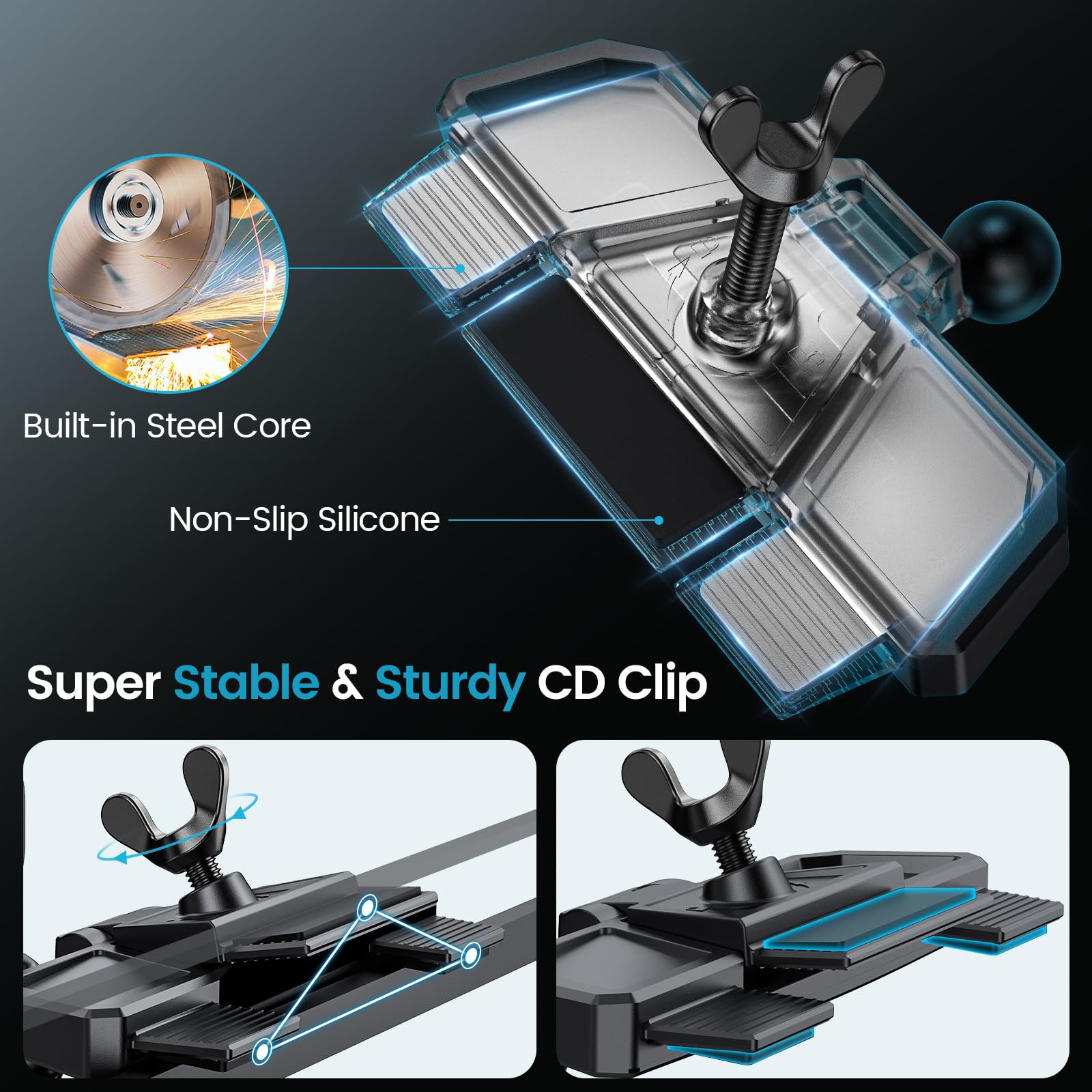 Apps2Car Wireless Car Charger Mount Cd Slot Auto Clamping 15W Fast Charging Cd Phone Holder For Car Wireless Charger Fit For Iph