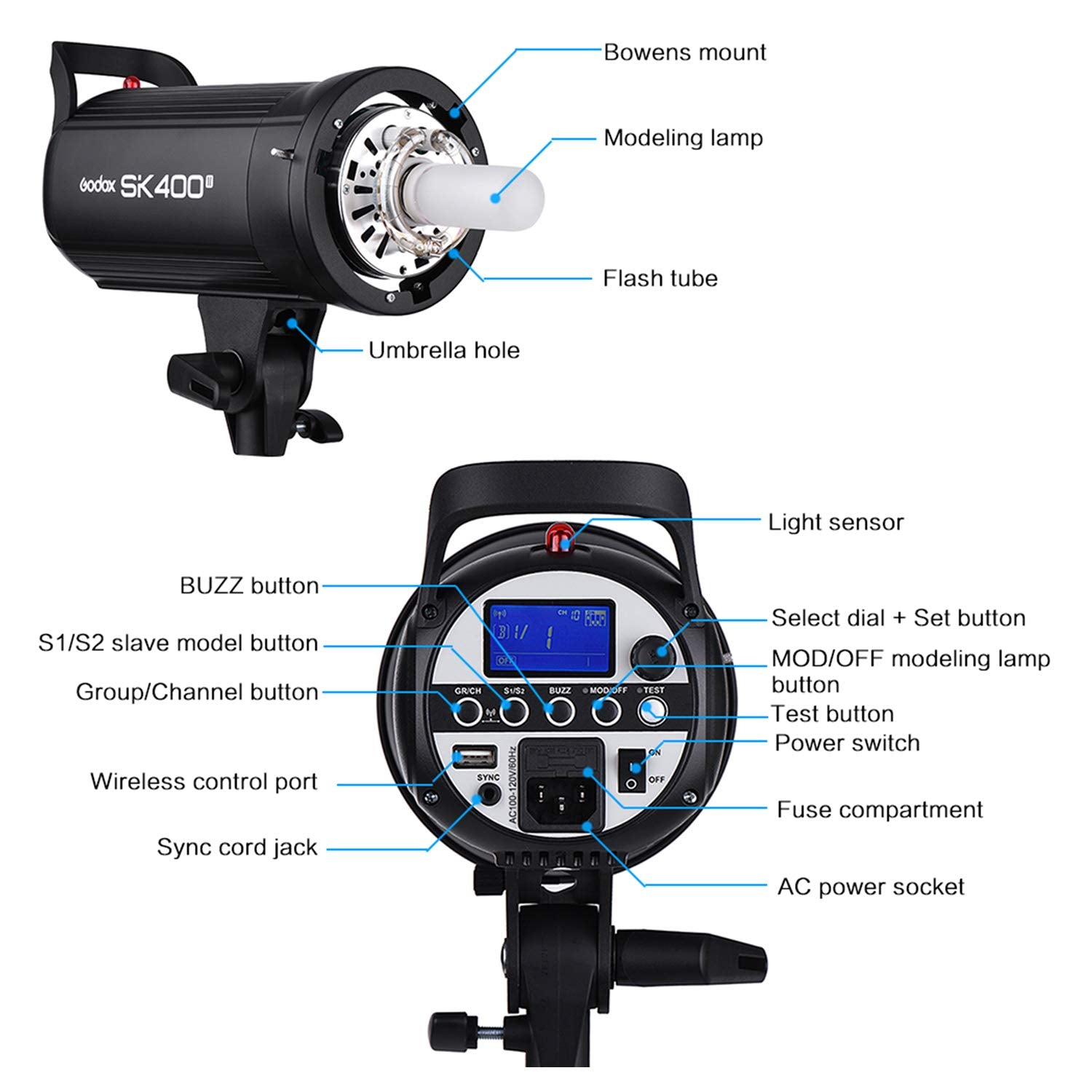 Godox 2 X Sk400Ii 800Ws Strobe Flash Light Monolight Kit For Studio Photography, Includes Light Stand, Softbox, Reflector, Barnd