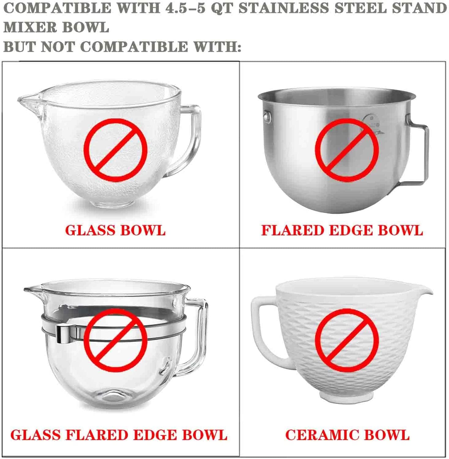 Mixer Bowl Cover For Kitchenaid 4.5 5 Quart Tilt Head Stand Mixers, Mixer Splatter Guard Lid To Prevent Spilling Of Ingredients