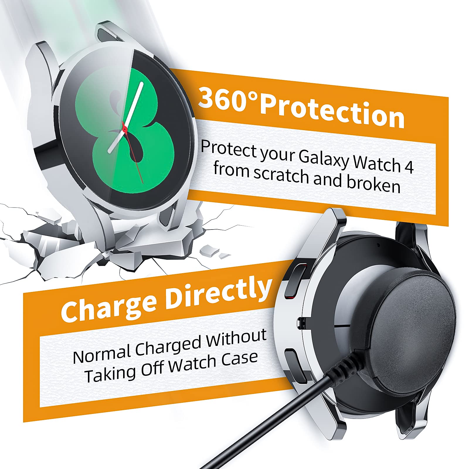 Ecsem Cover Compatible With Galaxy Watch 4 40Mm Case Soft Tpu Full Anti Scratch Protective Cases Bumper All Around Protector She