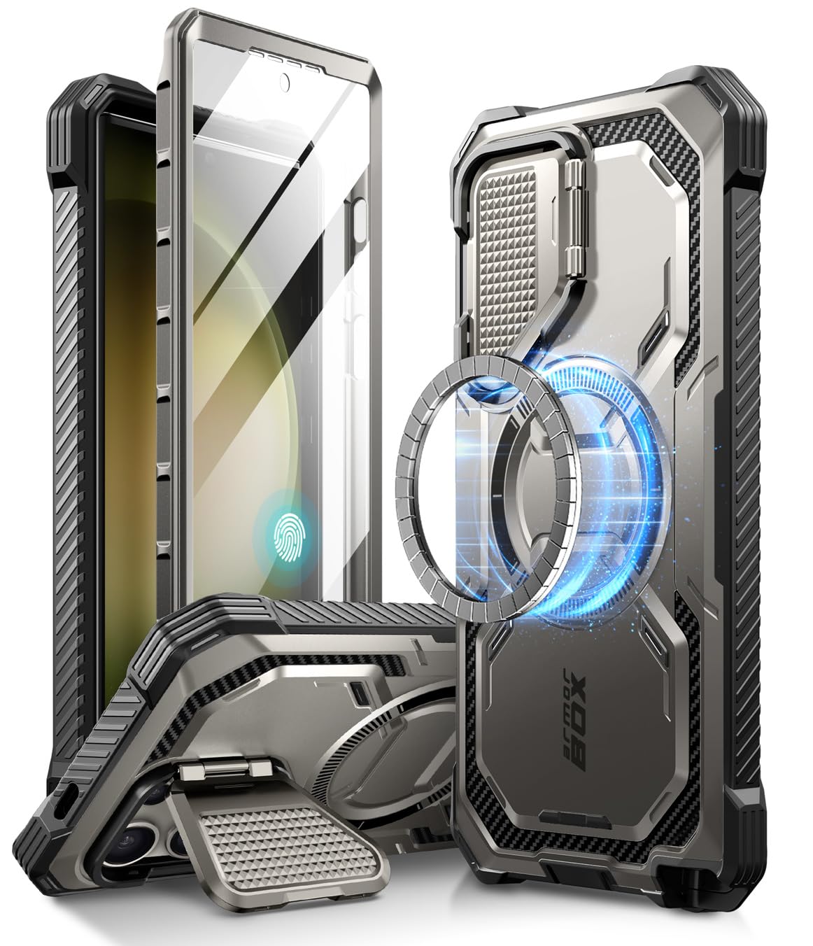 iBlason Armorbox for Samsung Galaxy S24 Ultra Case with Camera Cover Stand [MagSafe Compatible] [MilitaryGrade Protection] Ful