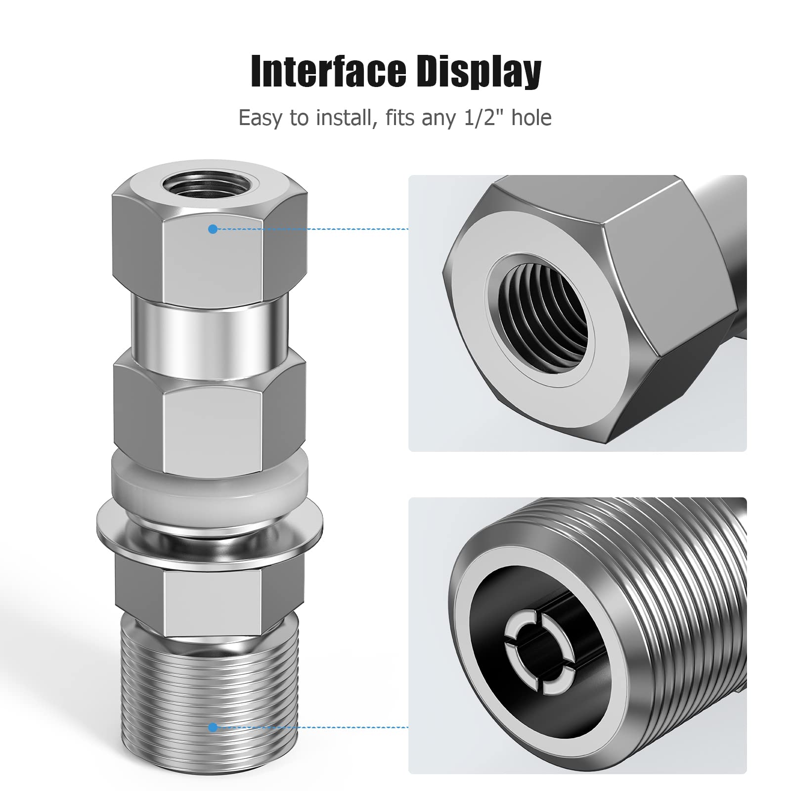 Heavy Duty Cb Antenna Stud Mount Adapter Copper Nickel Plated With So 239 Connector For Mounting 3/8 X 24 Threads Cb Ham Radio A