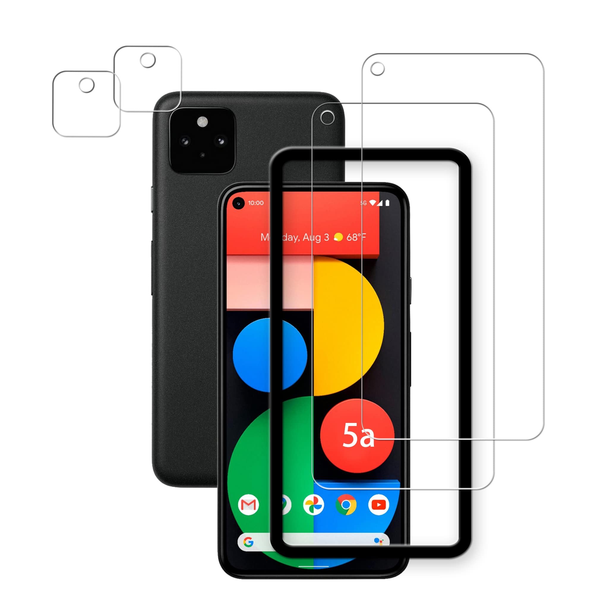 Hkkais Easy Alignment Frame Designed For Google Pixel 5A 5G Tempered Glass Screen Protector 2 Pack Camera Lens Protector Film 2 