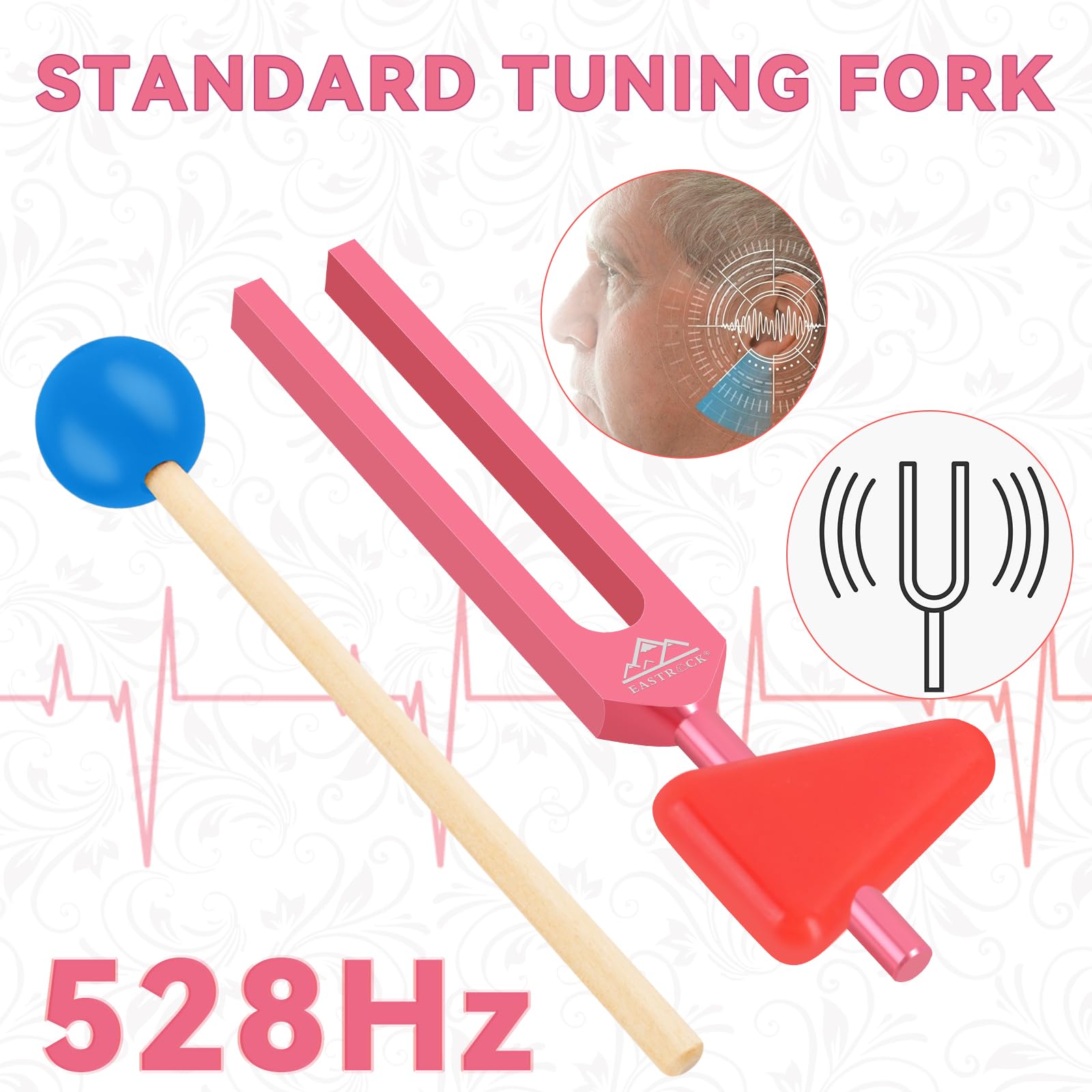 Eastrock 528 Hz Tuning Fork Sound Therapy Instruments Meditation And Relaxation Instrumtnes With Silicone Hammer And Soft Bag (5