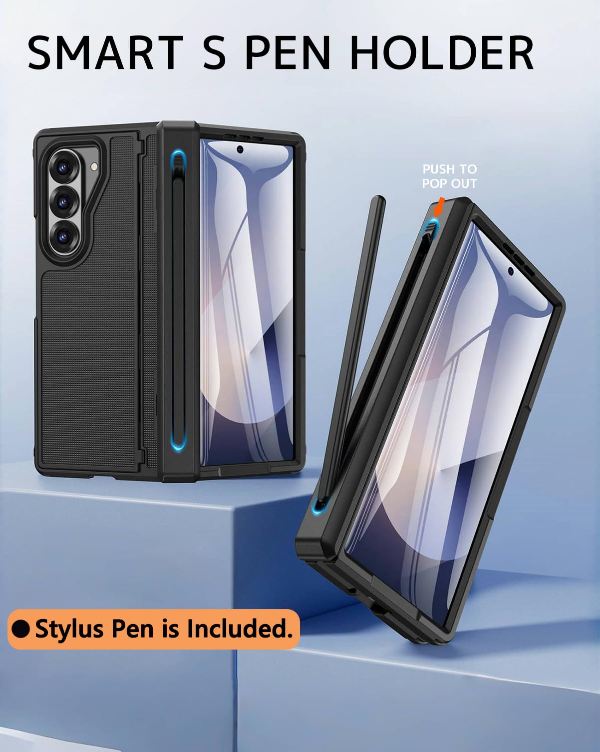 Ninki For Samsung Galaxy Z Fold 7 Case With S Pen Holder And Invisible Kickstand & Stylus,Full Body Built-In Screen Protector Hi