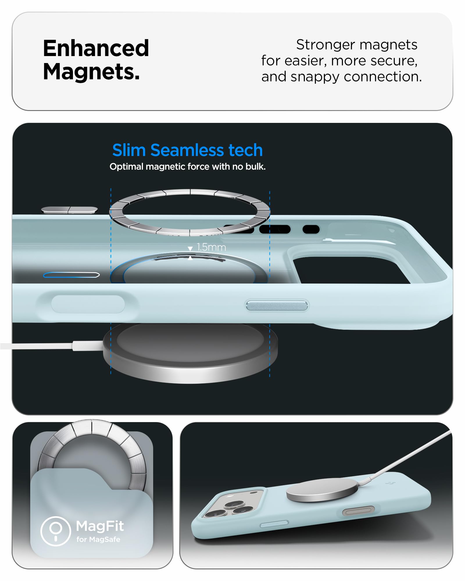 Spigen For Iphone 17 Pro Max Case, Silicone Fit Magfit [Compatible With Magsafe] - Mute Blue