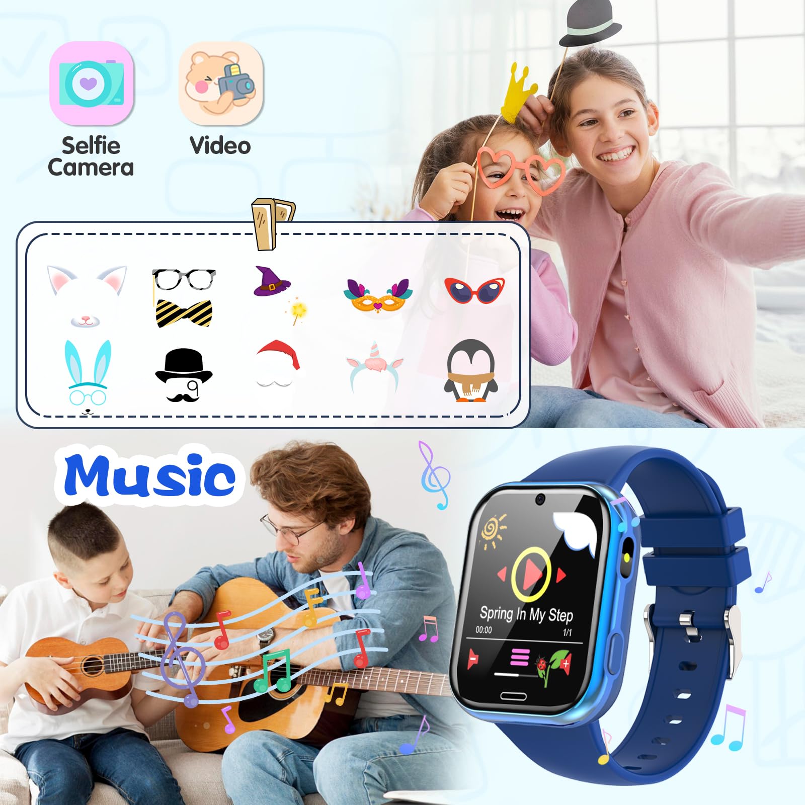Xipax Smart Watch For Kids Suitable For Boys And Girls 4-12 Years With 19 Games Camera Video Music Alarm Clock Audiobook Learn C