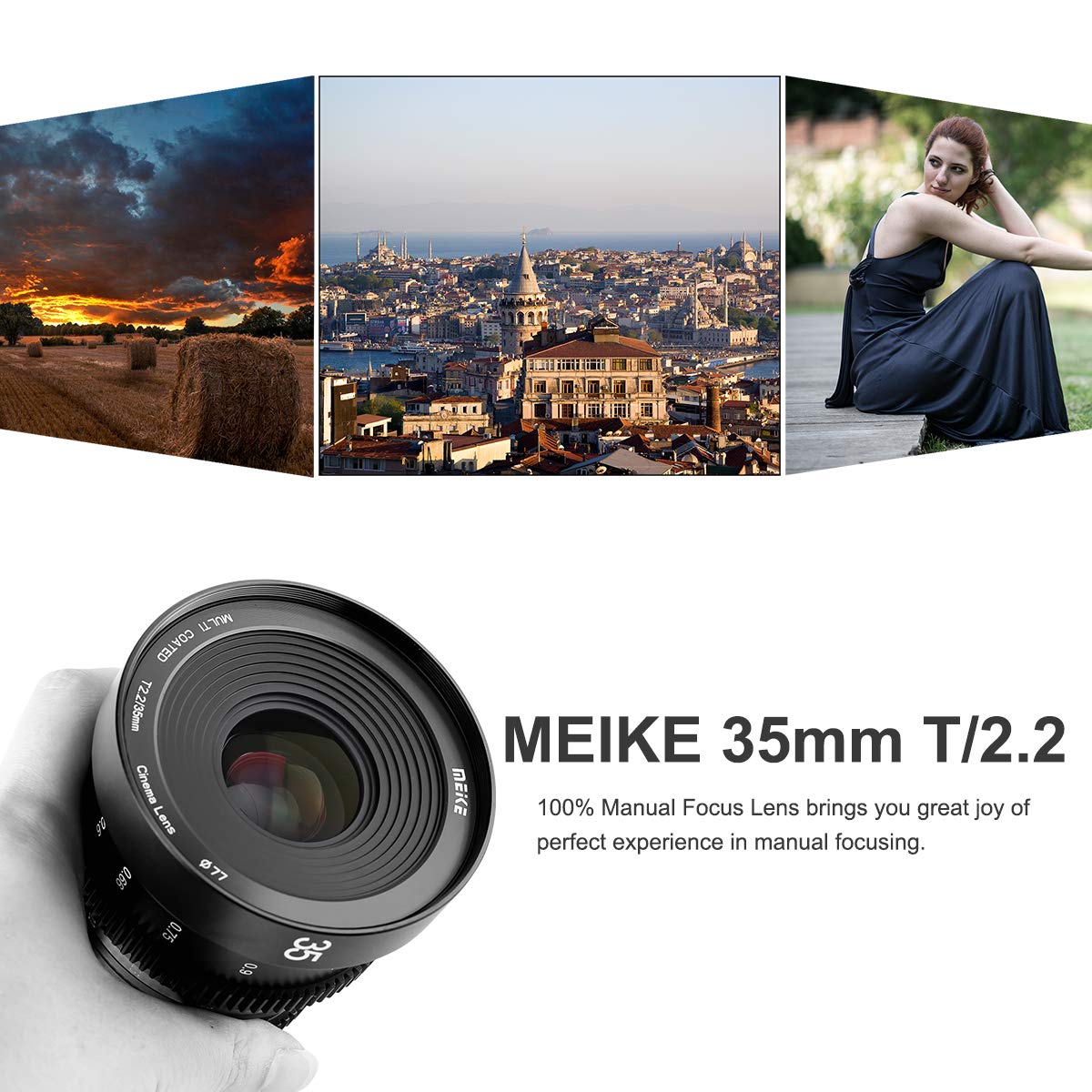 Meike 35Mm T2.2 Mini Manual Focus Wide-Angle Cinema Lens For M43 Micro Four Thirds Mft Mount Cameras Bmpcc 4K Zcam E2