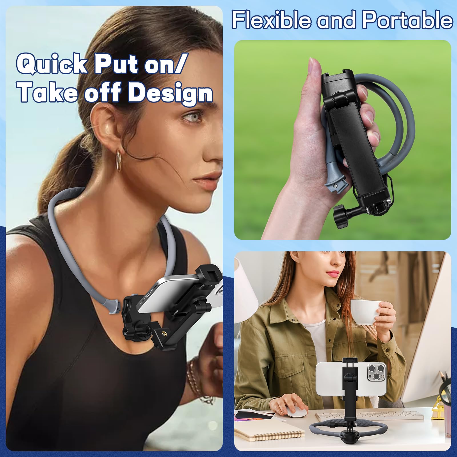 Wafting Neck Mount For Cell Phone,Back Strap, Hands Free Pov/Vlog Chest Phone Holder For Recording, Compatible With Iphone Andri